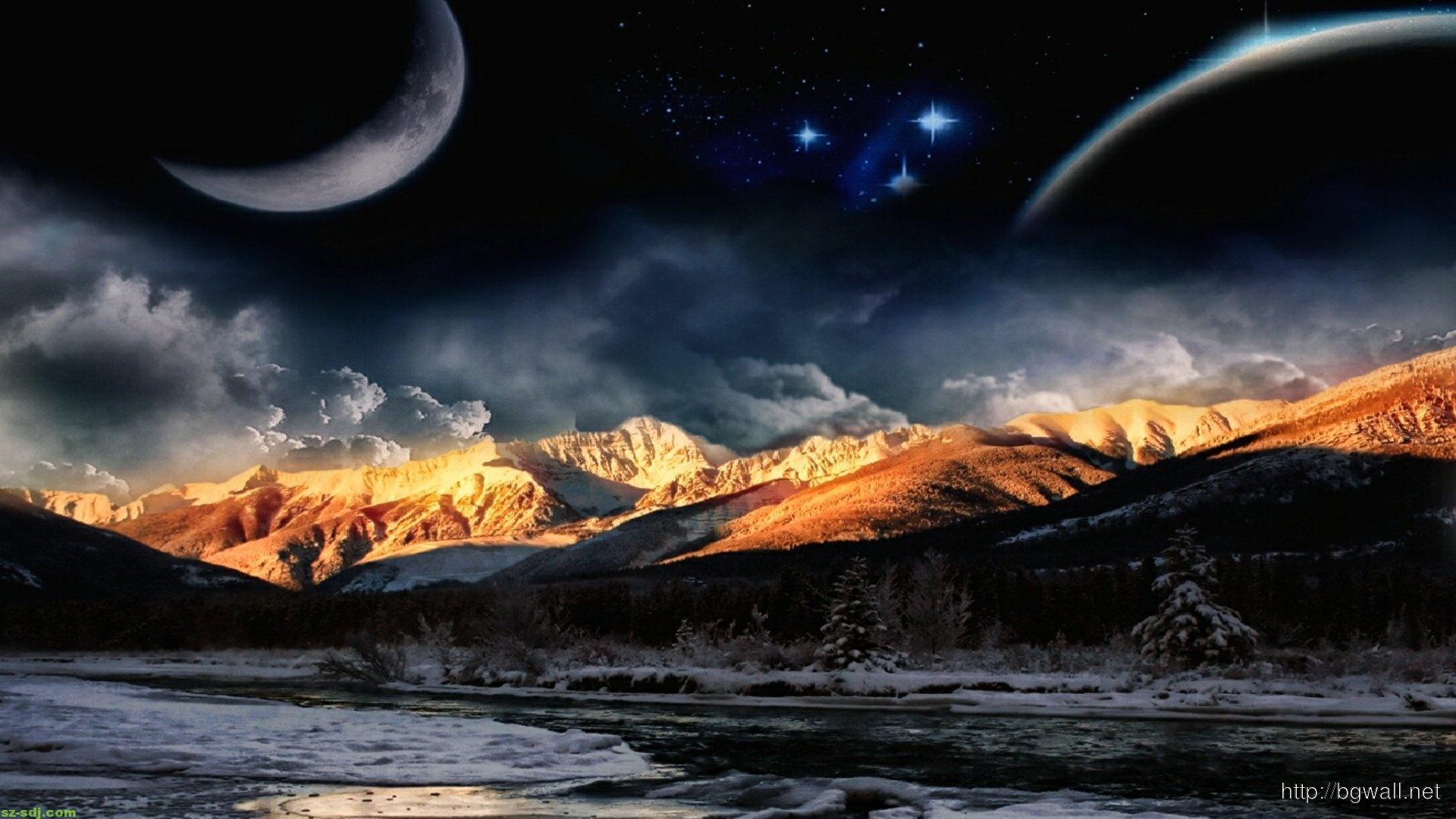 1920x1080 Fantasy Mountain Night Wallpaper HD \u2013 Background Wallpaper HD. free Wallpaper Nature