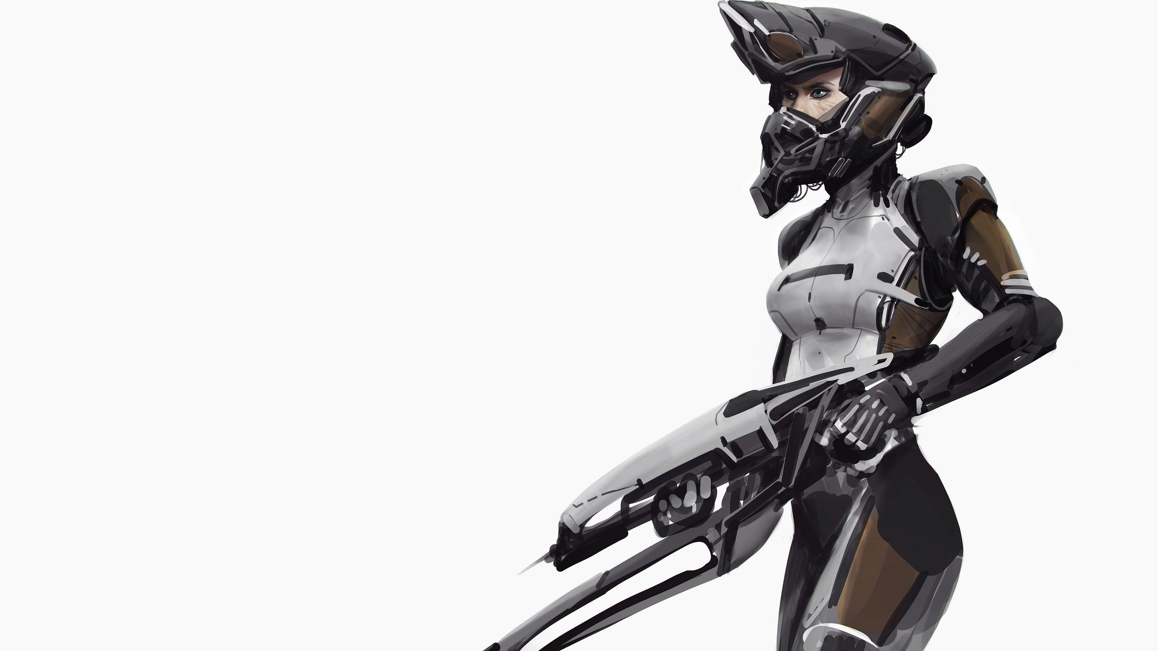 3840x2160 Robot female warrior HD desktop wallpaper : Widescreen : High