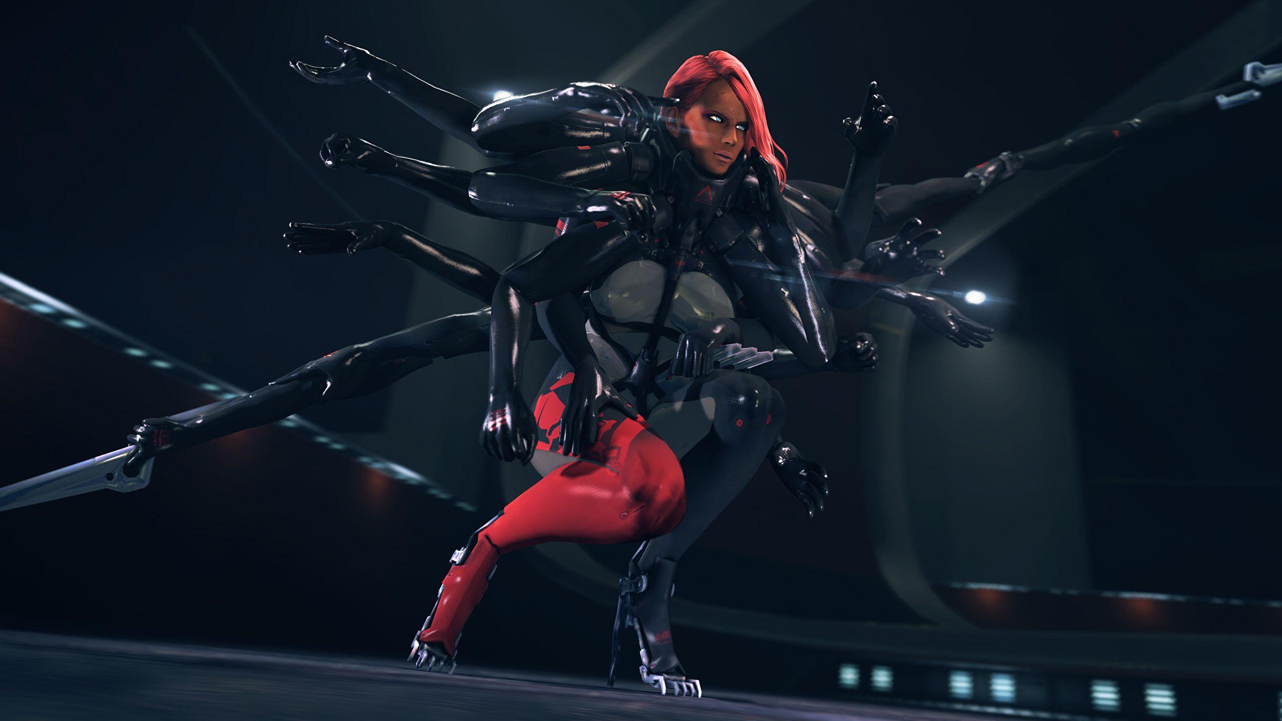 2560x1440 Desktop Wallpaper Robot cyborgs Mistral cyborg mercenary 2560x1440