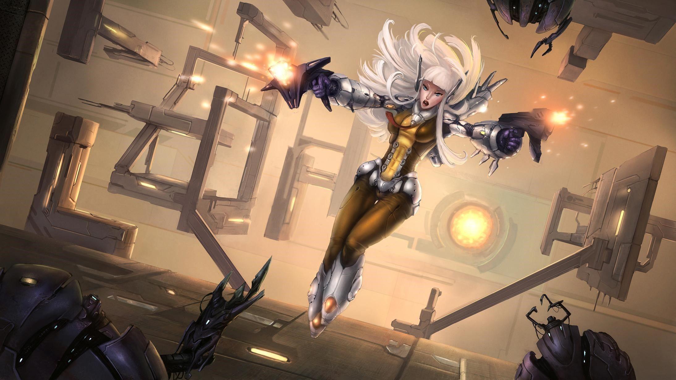 2188x1230 Download 2188x1230 Cartoon Robot Girl Fire HD Image wallpaper