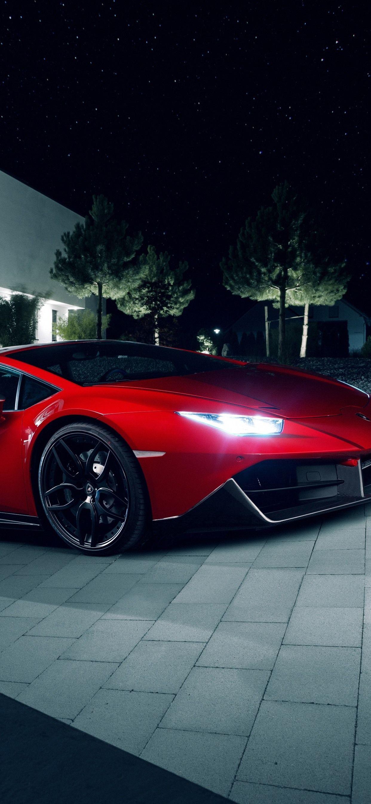 1242x2688 iPhone Wallpaper Lamborghini Huracan Red Supercar