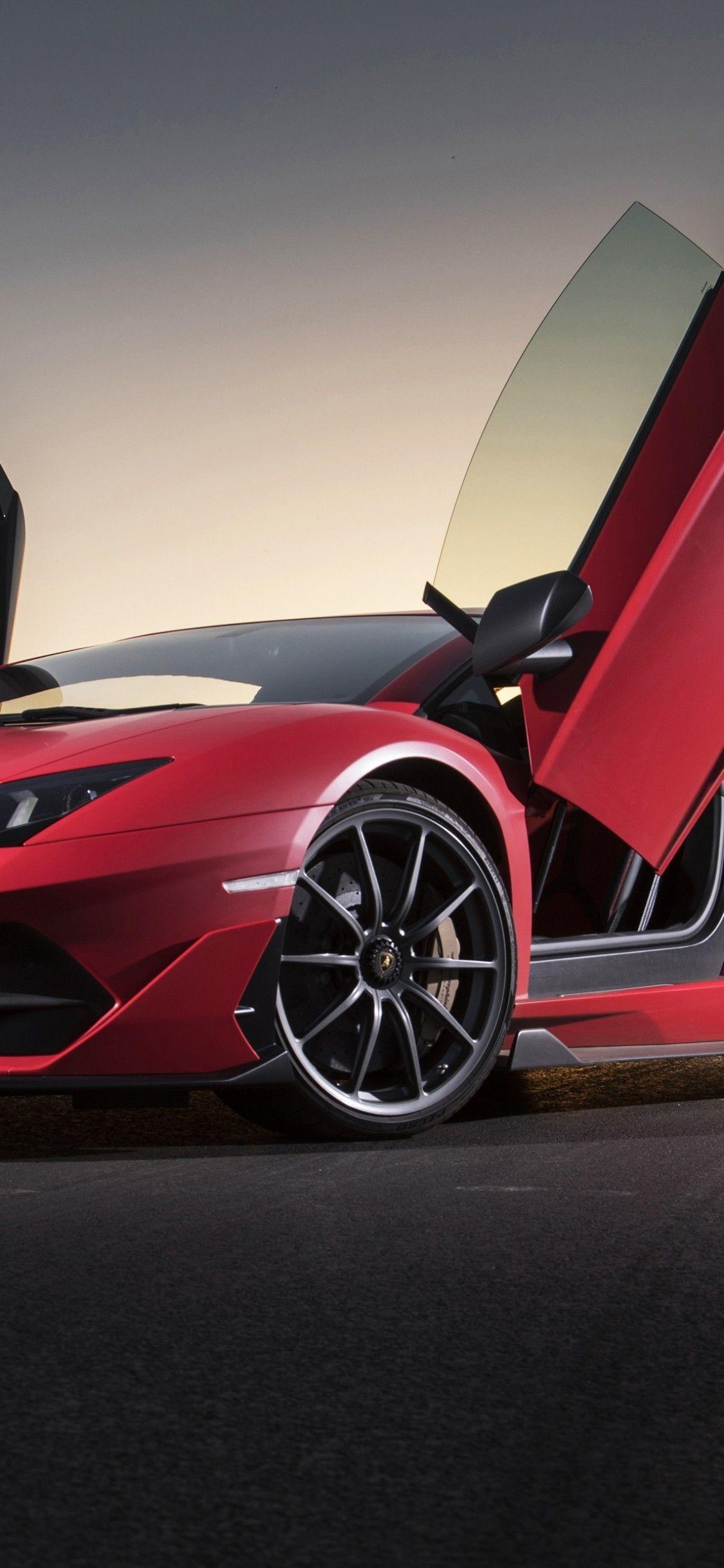 1125x2436 Download 1125x2436 Lamborghini Aventador Svj, Red, Doors