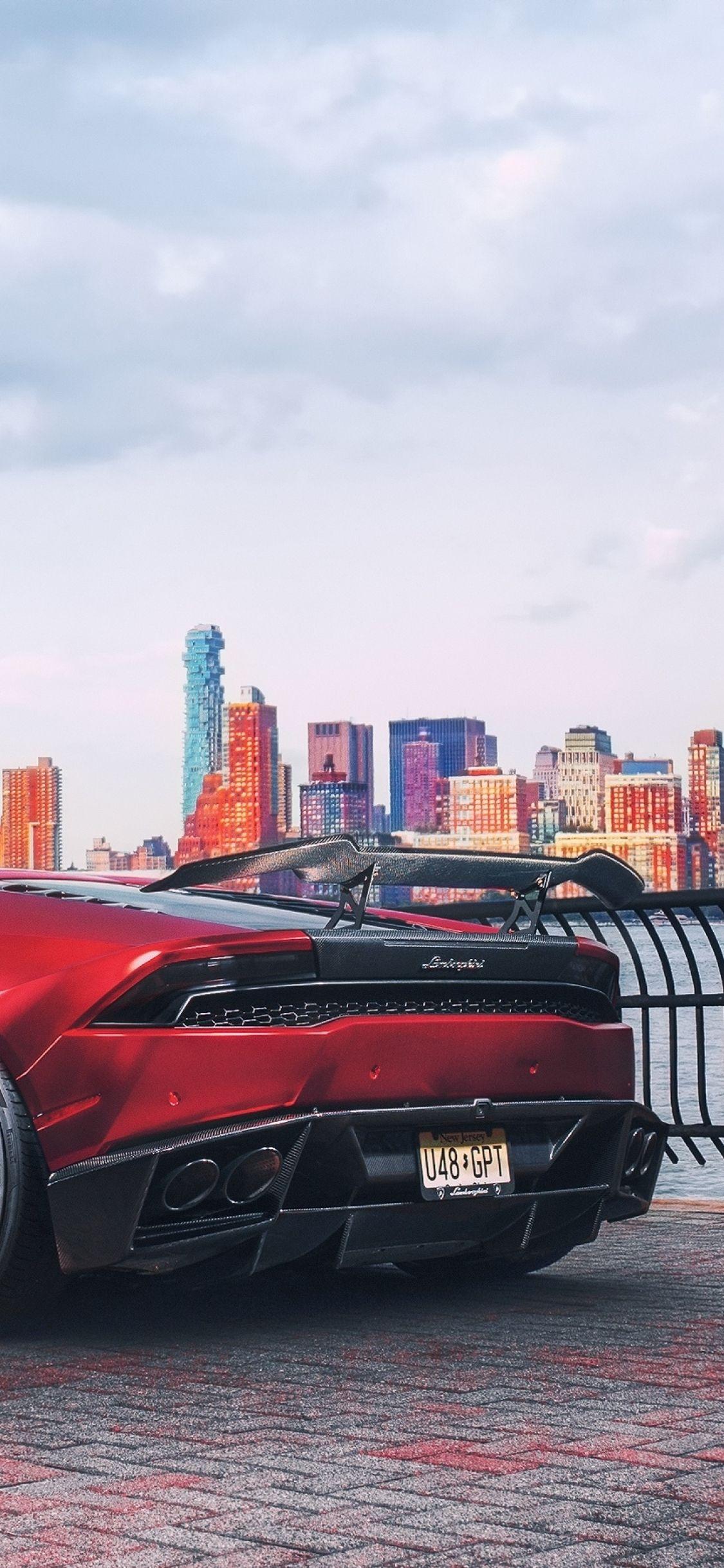 1125x2436 Red Lamborghini Huracan Supercar Vehicle iPhone XS