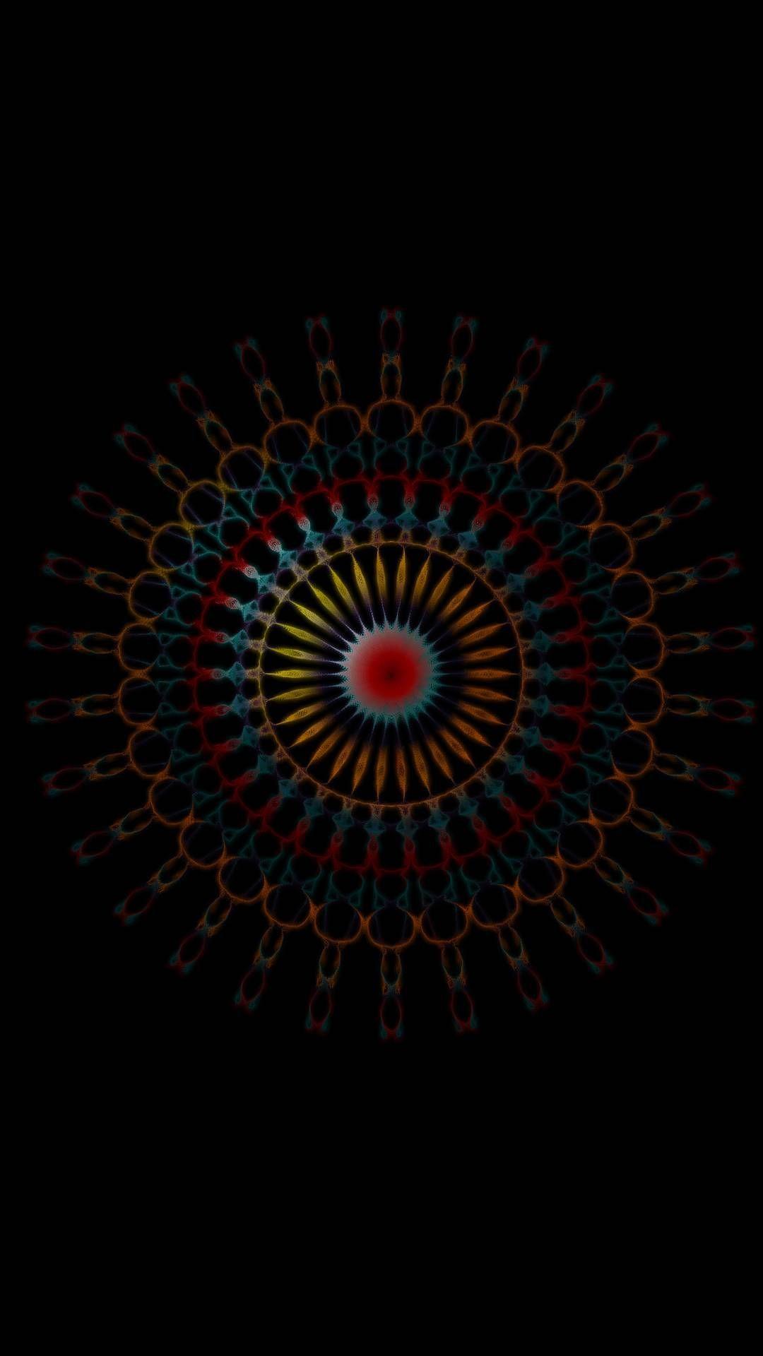 1080x1920 iPhone Wallpaper. Fractal art, Circle, Pattern, Symmetry, Kaleidoscope, Darkness