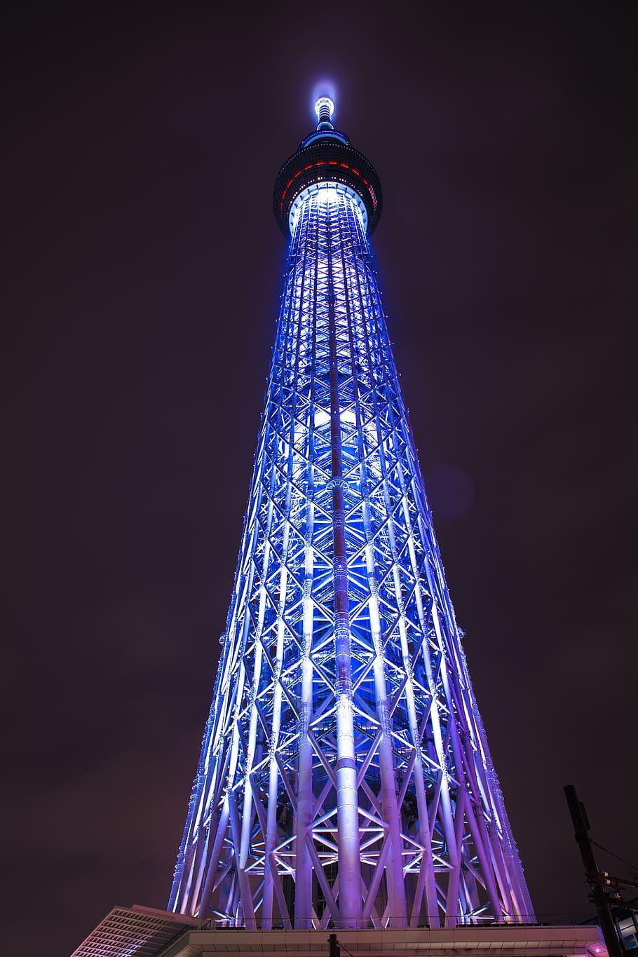 910x1365 HD Wallpaper: Japan, Sumida Ku, Tokyo Skytree, Winter, Night, Low