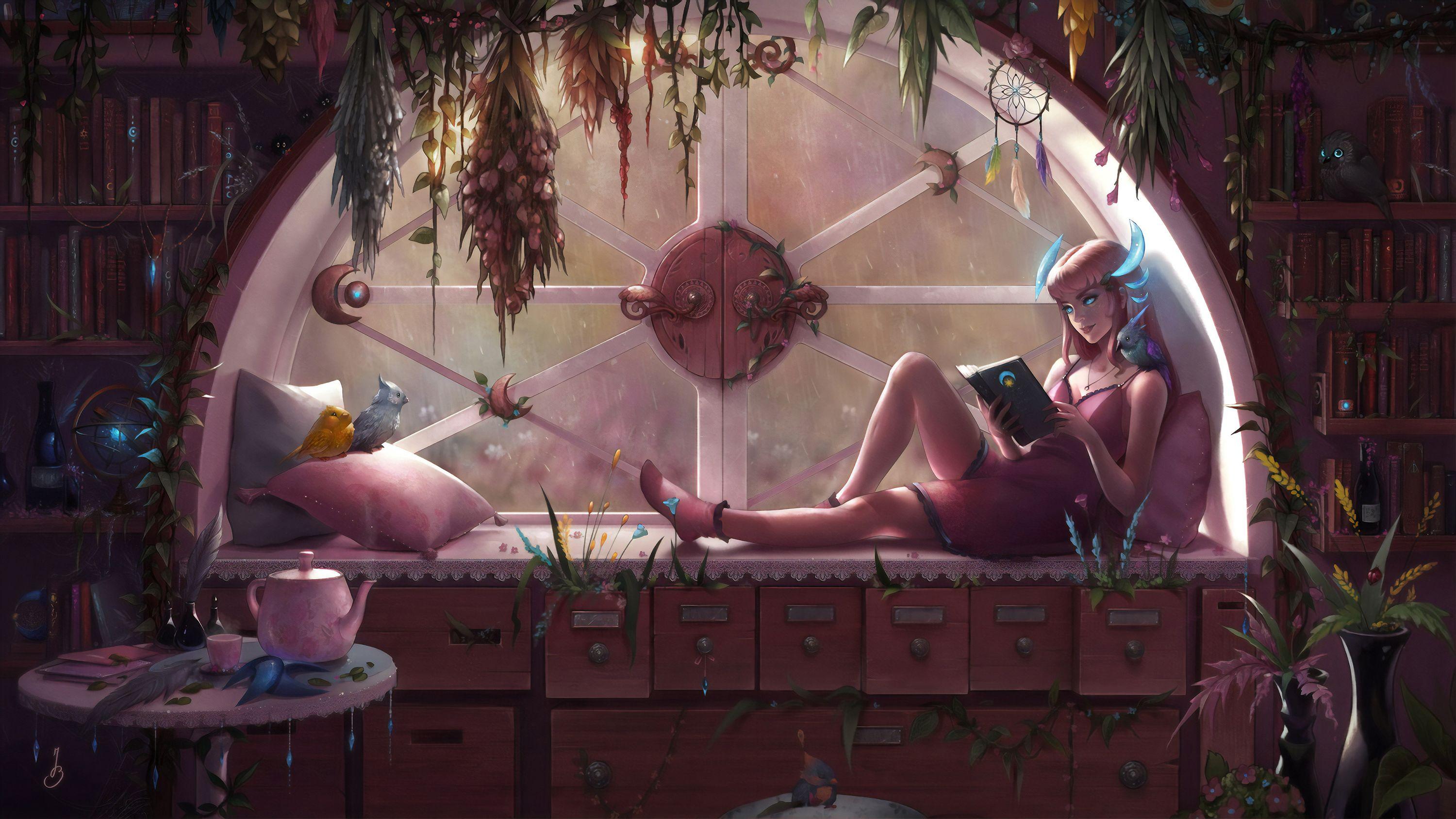 3000x1688 Reading A Book, HD Anime, 4k Wallpaper, Image, Background, Photo and Picture