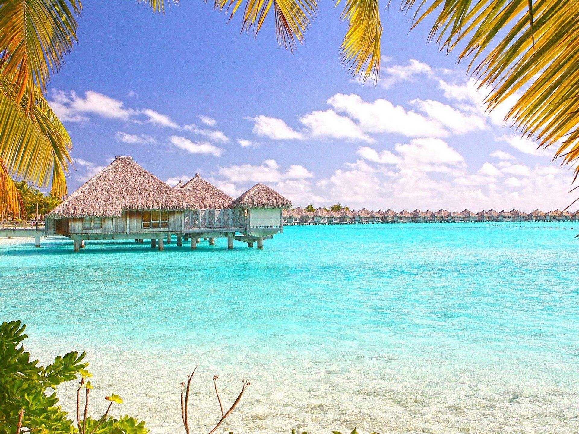 1920x1440 Tropical Beach Bora Bora Polynesia Desktop Wallpaper :