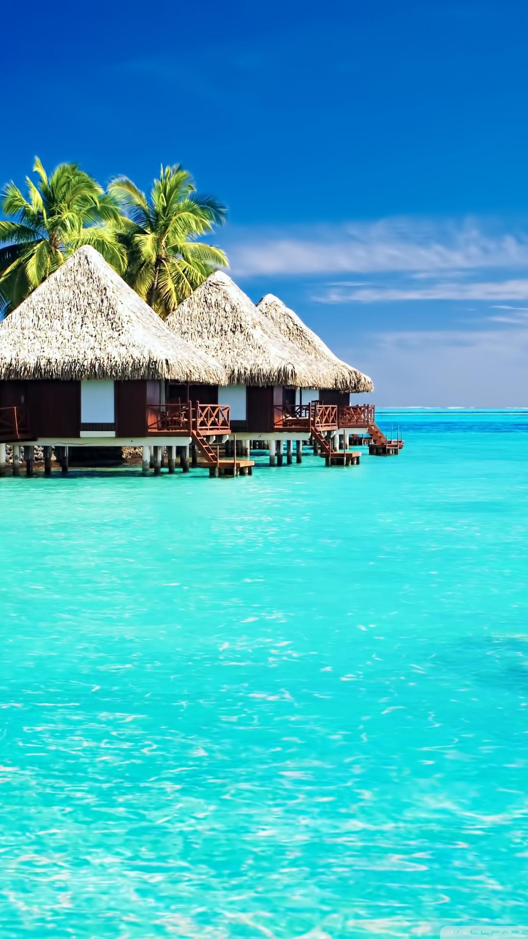 1080x1920 Tropical Bungalows IPhone 6 6S 7 Plus Wallpaper And IPhone 8 Plus