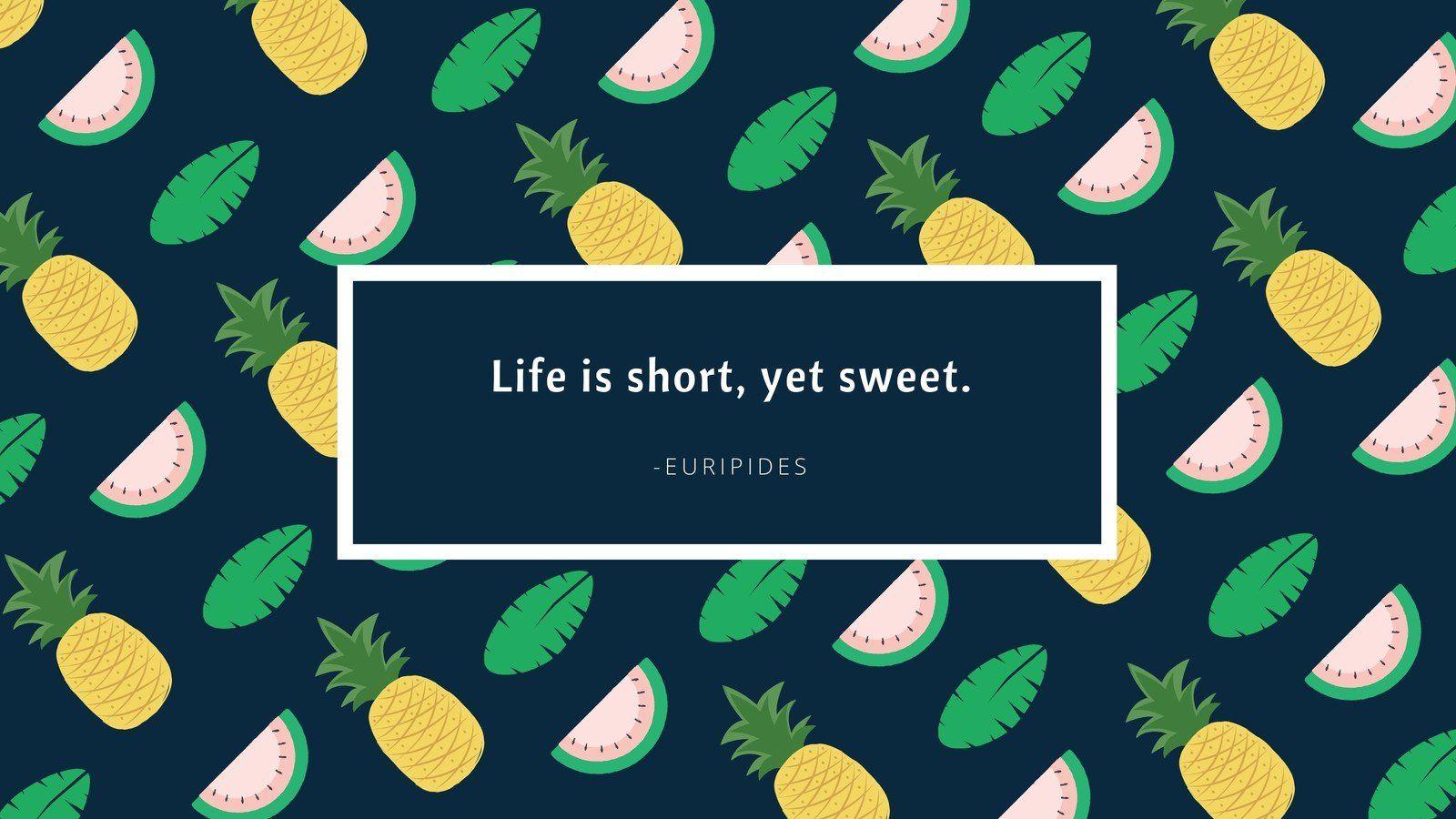 1600x900 Illustrated Tropical Fruits Pattern Summer Wallpaper