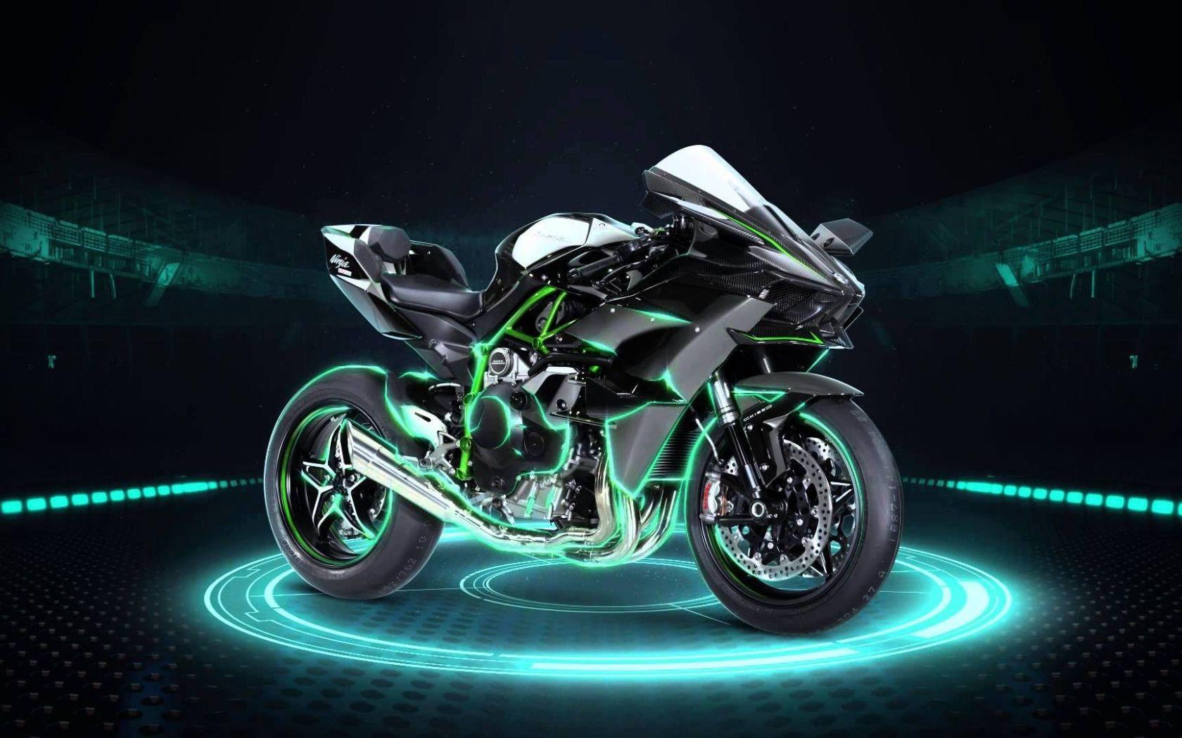 1680x1050 Neon bike Kawasaki Desktop wallpaper 1680x1050