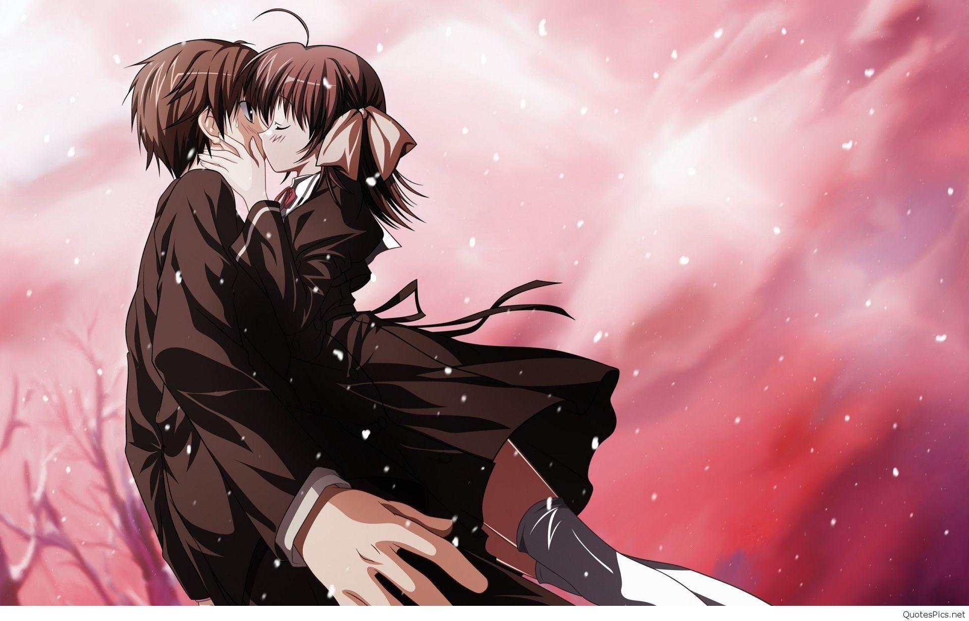 Download Anime Couple Hug Back Wallpaper | Wallpapers.com