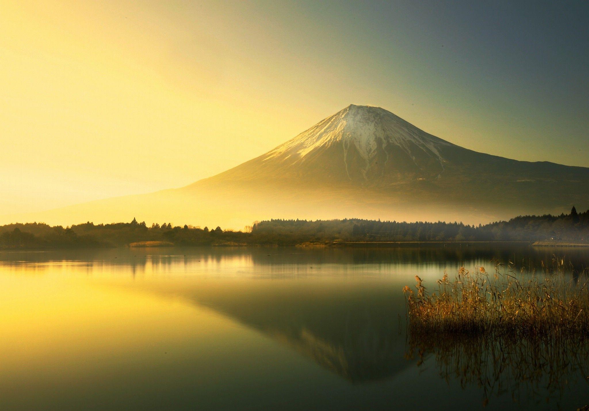 2048x1430 lake, Mountain, Mount Fuji, Sunrise, Landscape Wallpaper HD