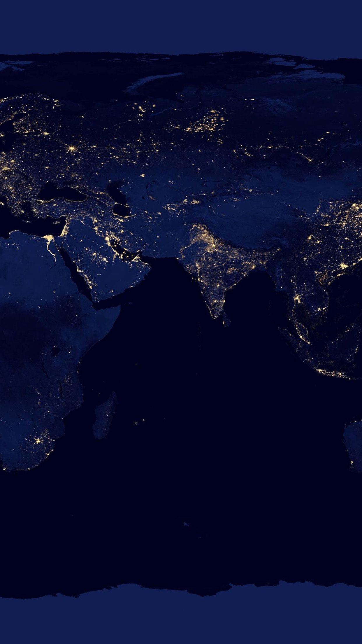 1242x2208 Worldmap Blue Dark Earth View Art