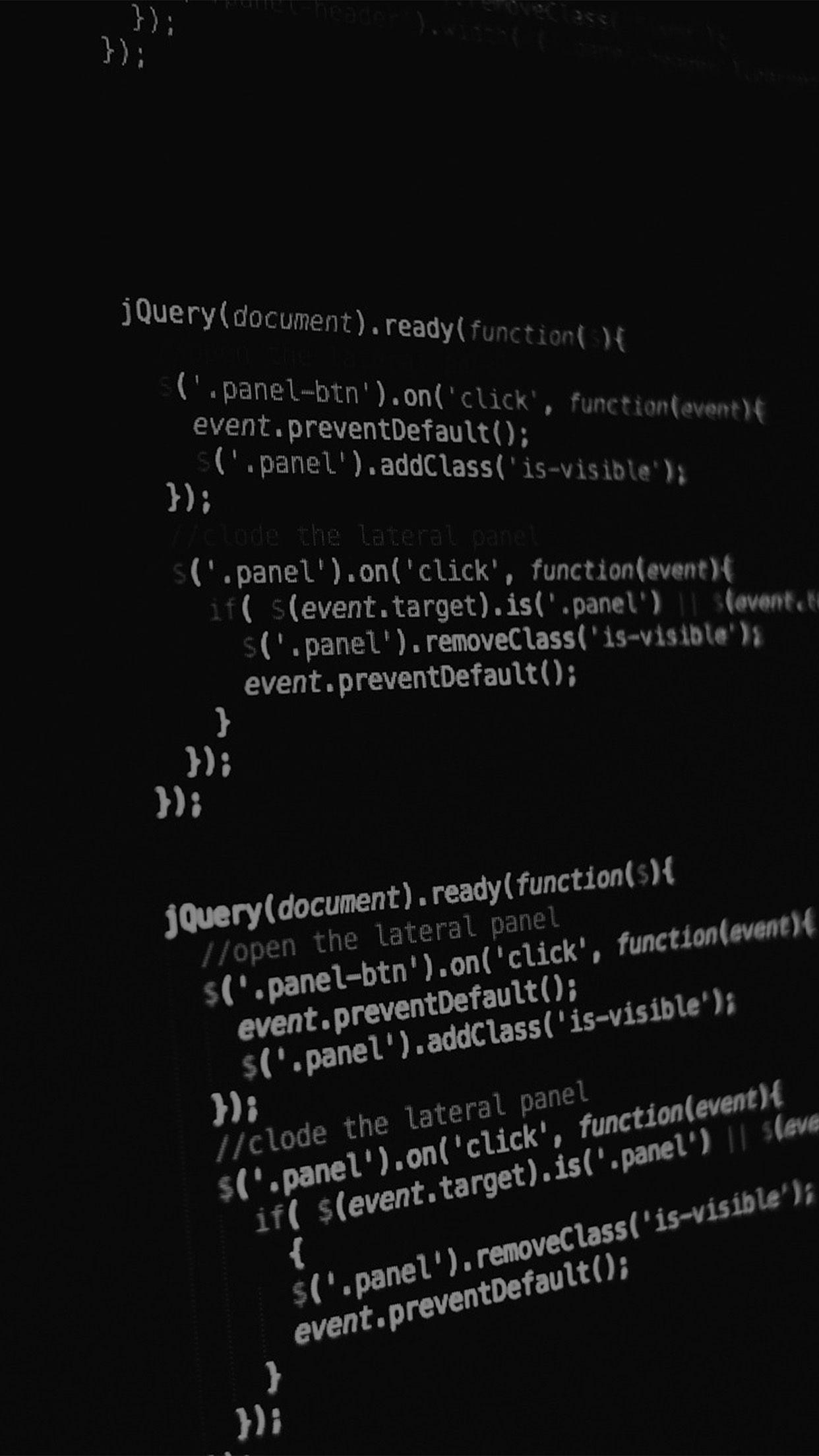 1242x2208 Coding Dark Computer Bokeh Illustration Art Black Wallpaper