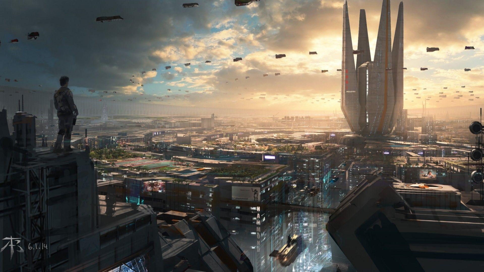 1920x1080 Download 1920x1080 Futuristic City, Cityscape, Walls, Sci Fi