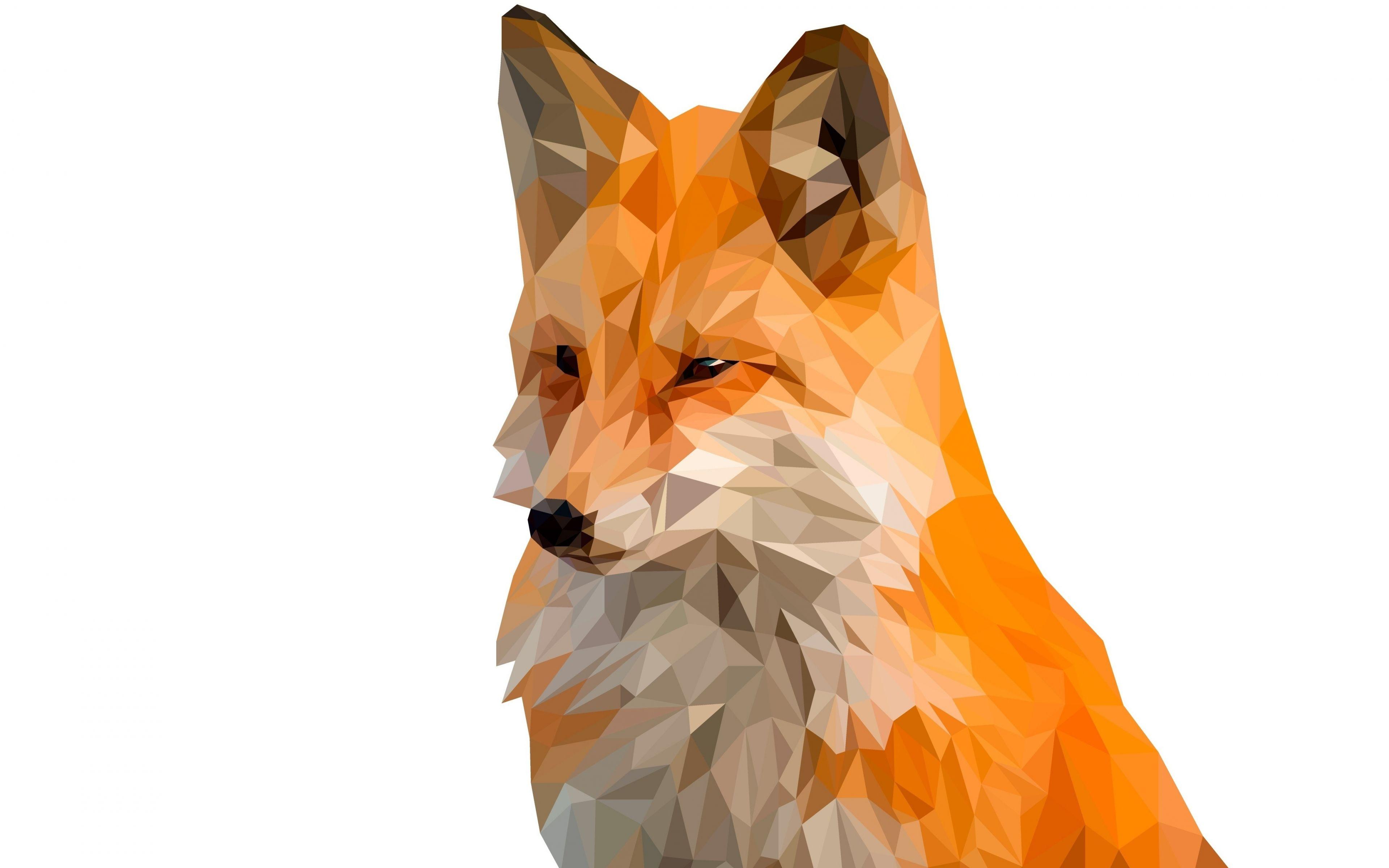 3840x2400 Download 3840x2400 wallpaper fox, muzzle, digital art, low poly