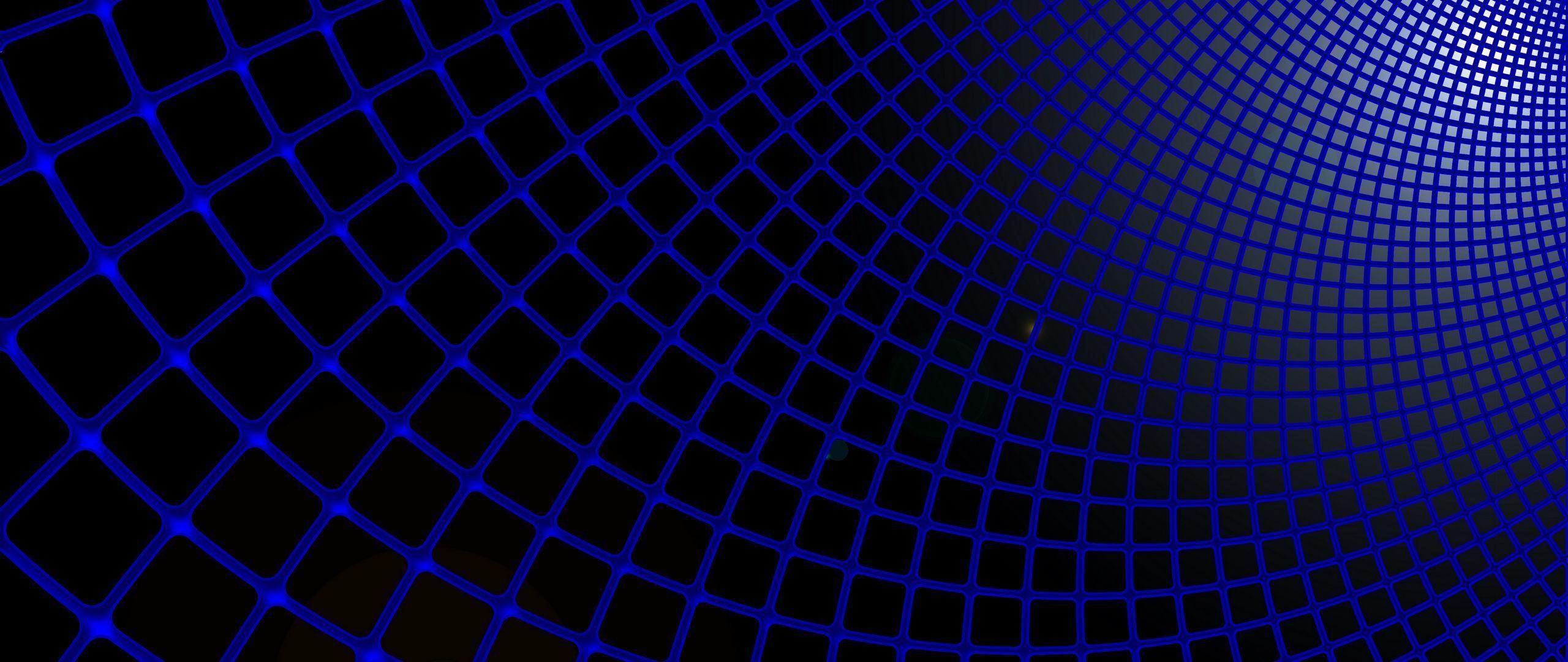 2560x1080 Download wallpaper 2560x1080 grid, blue, black, futuristic dual
