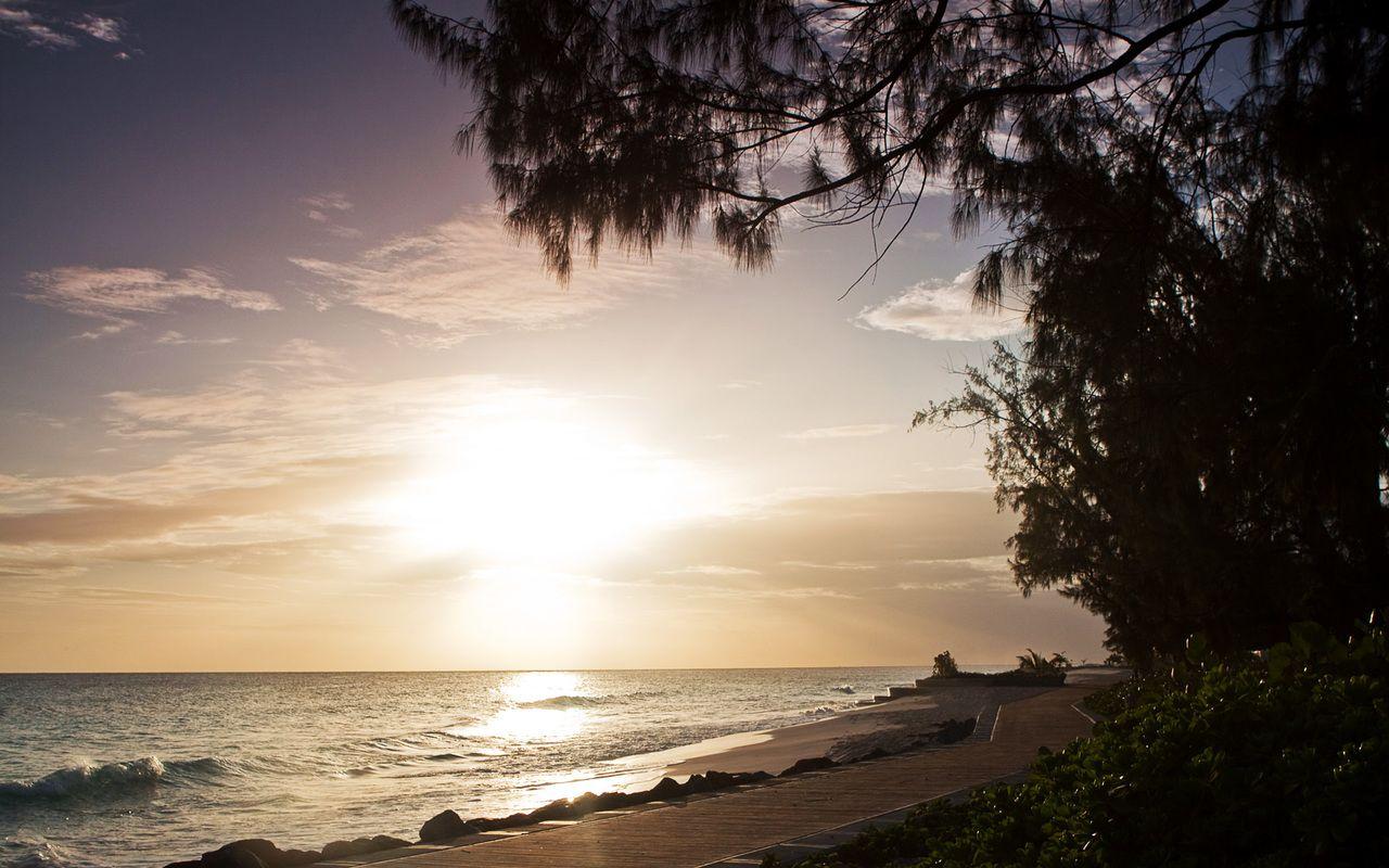 1280x800 Sunrise at the Barbados Boardwalk wallpaper