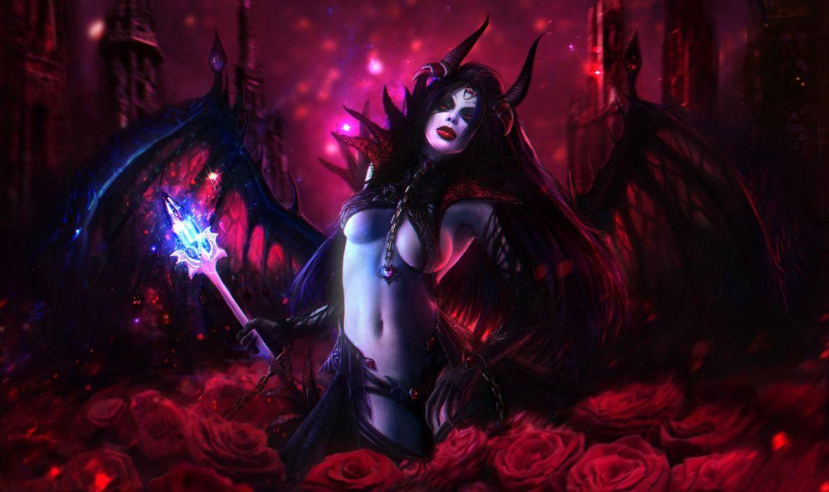 1180x700 DOTA 2 Queen of Pain Demon Roses Mage Staff Games Girls Fantasy dark vampire artwork wallpaperx1175