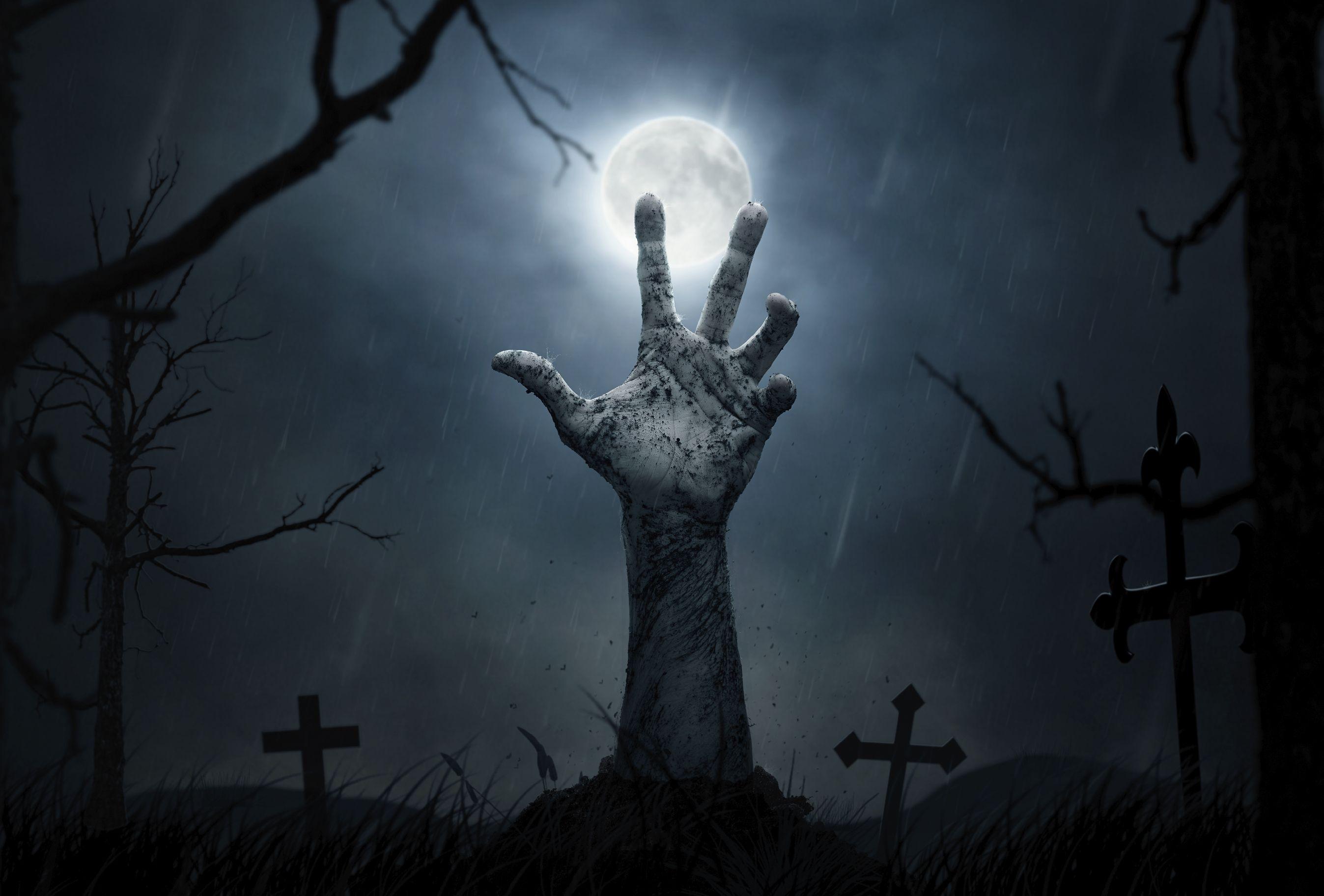 Dark Cemetery At Night To Be Used In The Dark Virtual Reality Background  3d Rendering Halloween Background With Graveyard In A Spooky Night Hd  Photography Photo Background Image And Wallpaper for Free