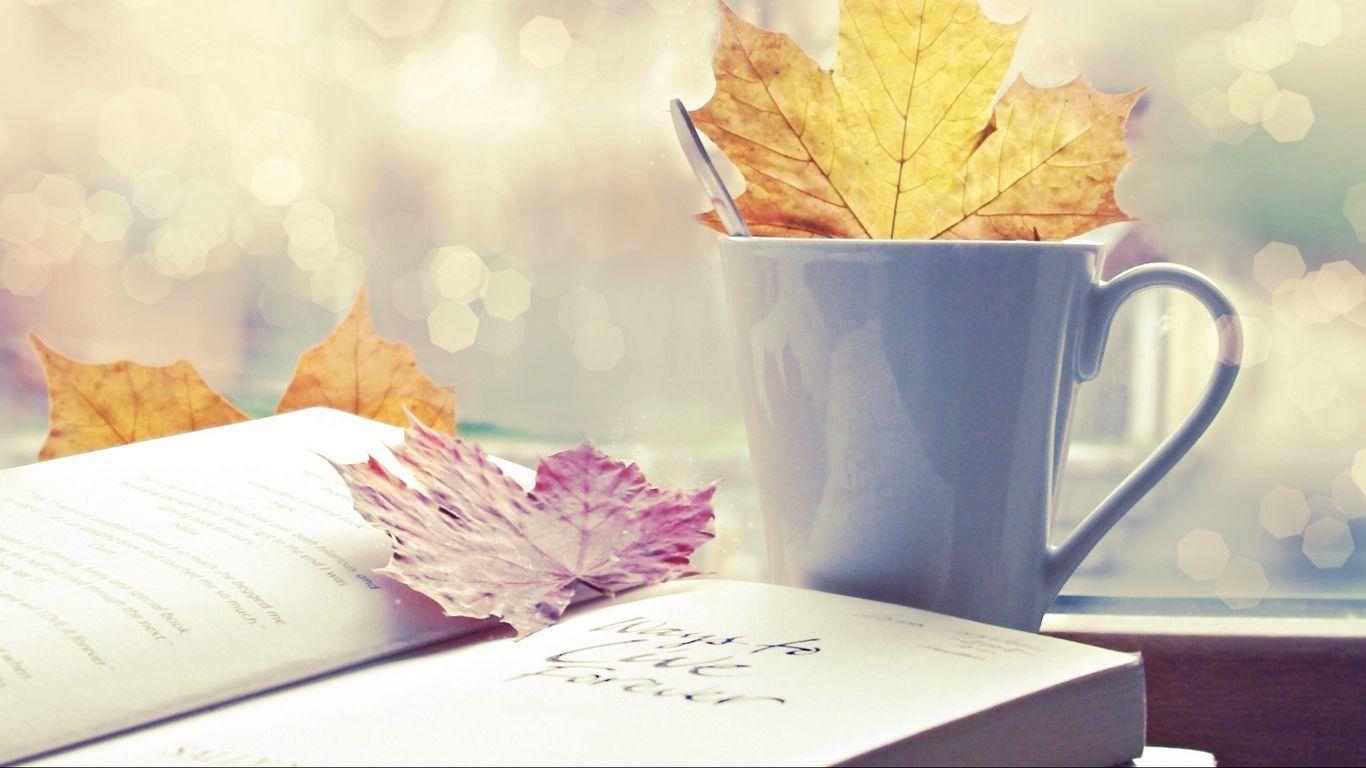1366x768 Download wallpaper 1366x768 autumn, leaves, book, mood tablet