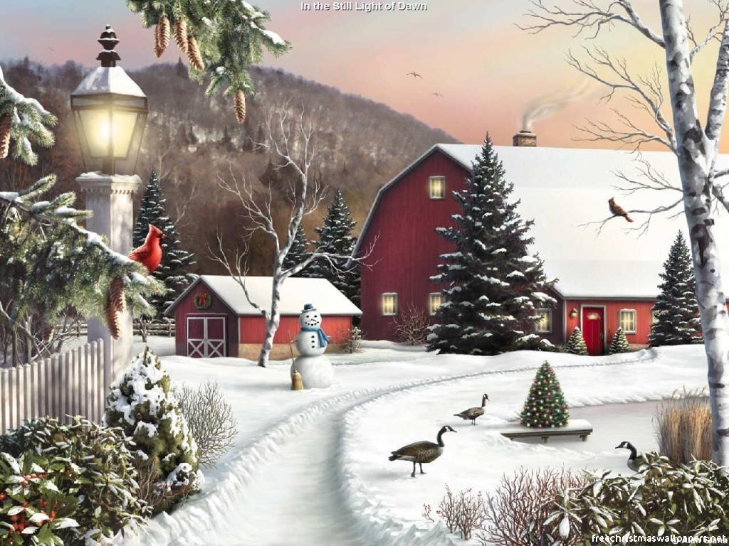 1024x768 Free Christmas Nature Wallpaper