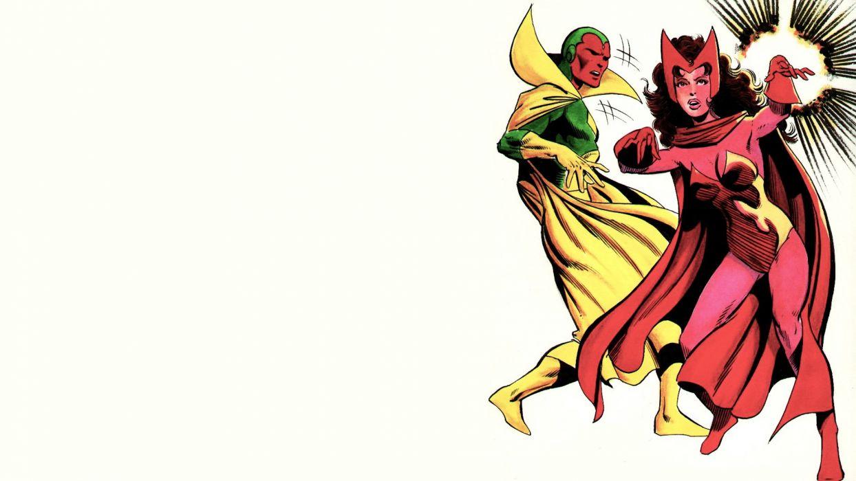 1244x700 Comics Marvel Comics Scarlet Witch white background The Vision (Comics) wallpaperx1080