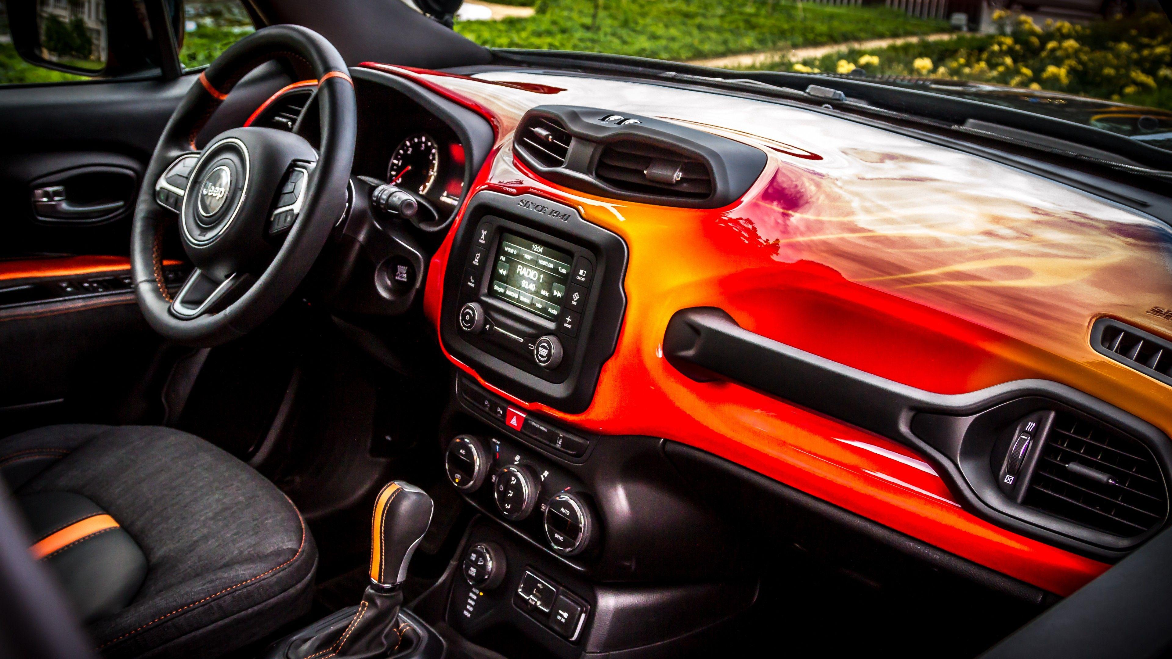 3840x2160 Wallpaper Jeep Renegade Hells Revenge, fire, jeep, red, Cars