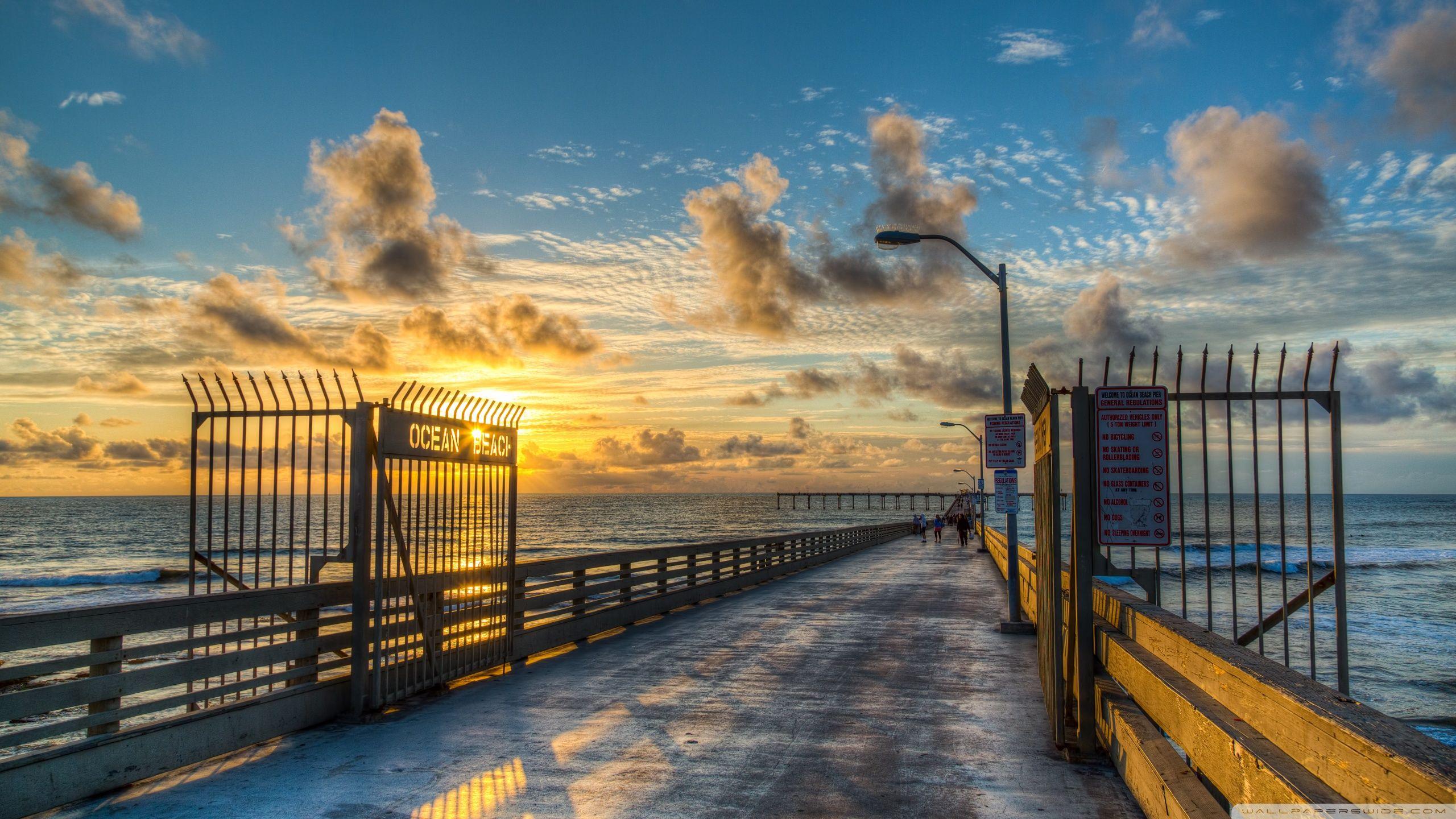 2560x1440 Ocean Beach Pier ❤ 4K HD Desktop Wallpaper for 4K Ultra HD TV