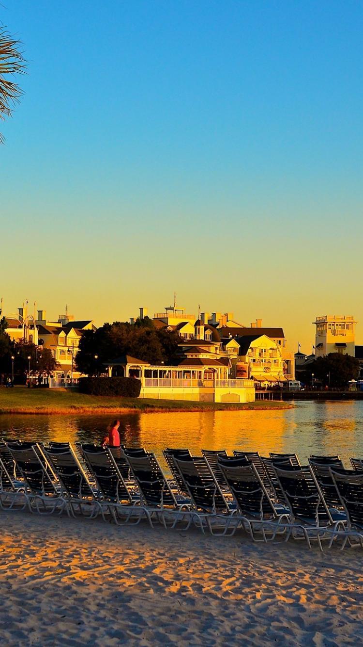 750x1334 Sunset landscapes beach boardwalk disney wallpaper