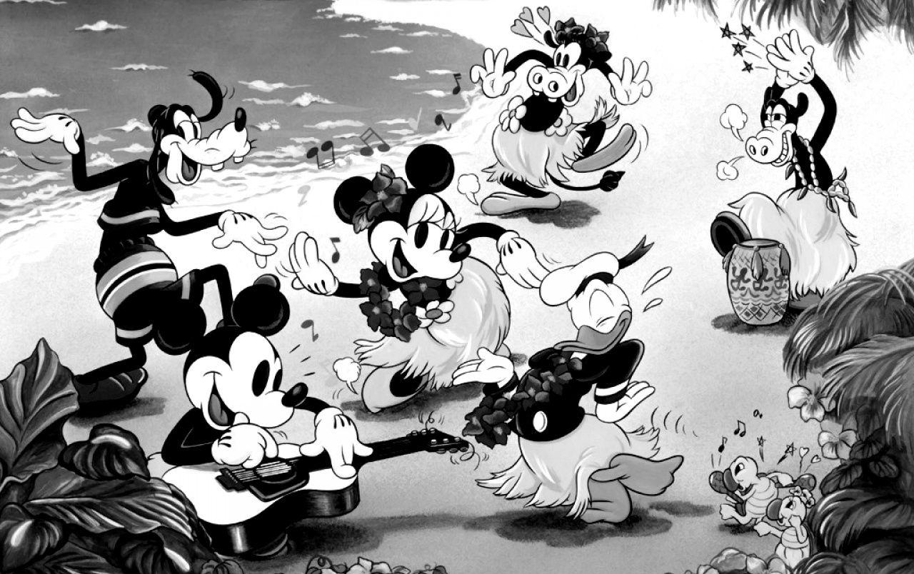 1280x804 The Mickey Mouse Gang Wallpaper Black And White Cartoon