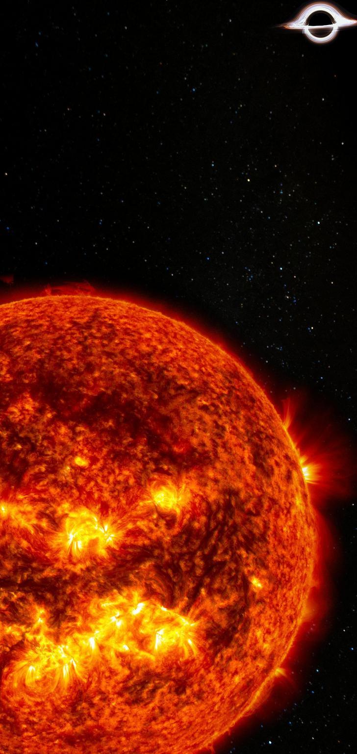 728x1537 Wallpaper Sun and Black Hole Galaxy s10 Hole Punch