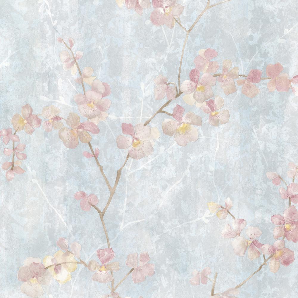1000x1000 Brewster Chapman Blue Cherry Blossom Trail Wallpaper Sample 347