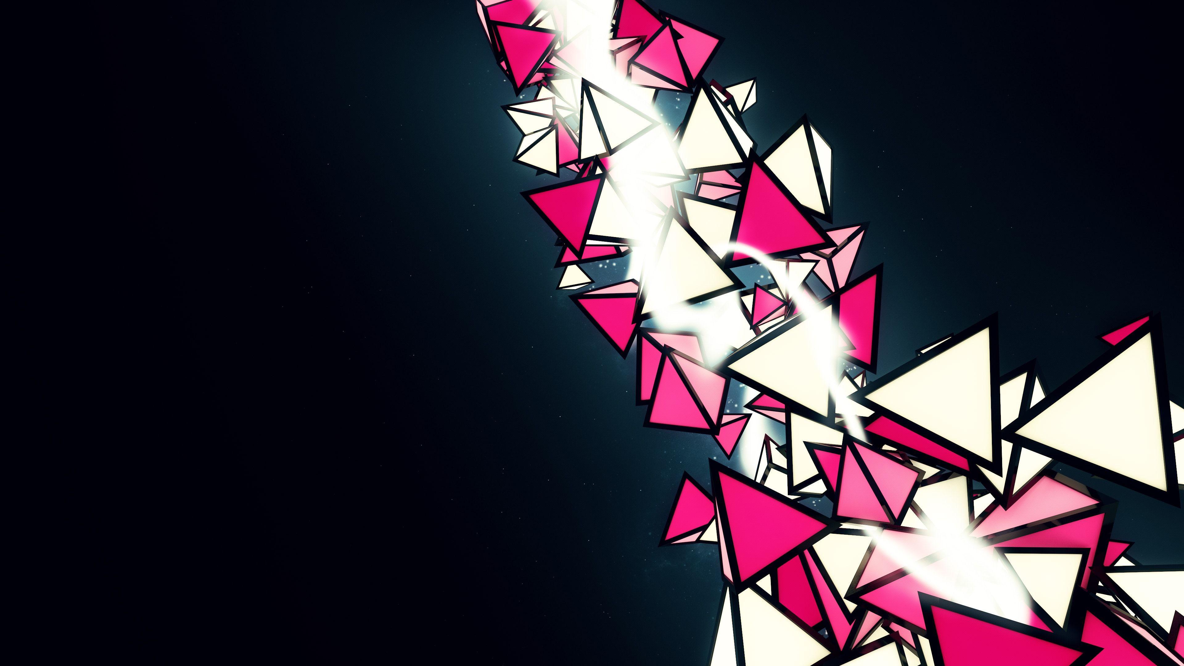 3840x2160 Triangles Genesis Pink White 4k. Abstract, Abstract