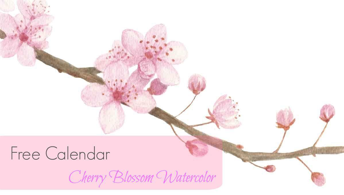 1198x680 Free Cherry Blossom Watercolor Calendar Paint It Blog