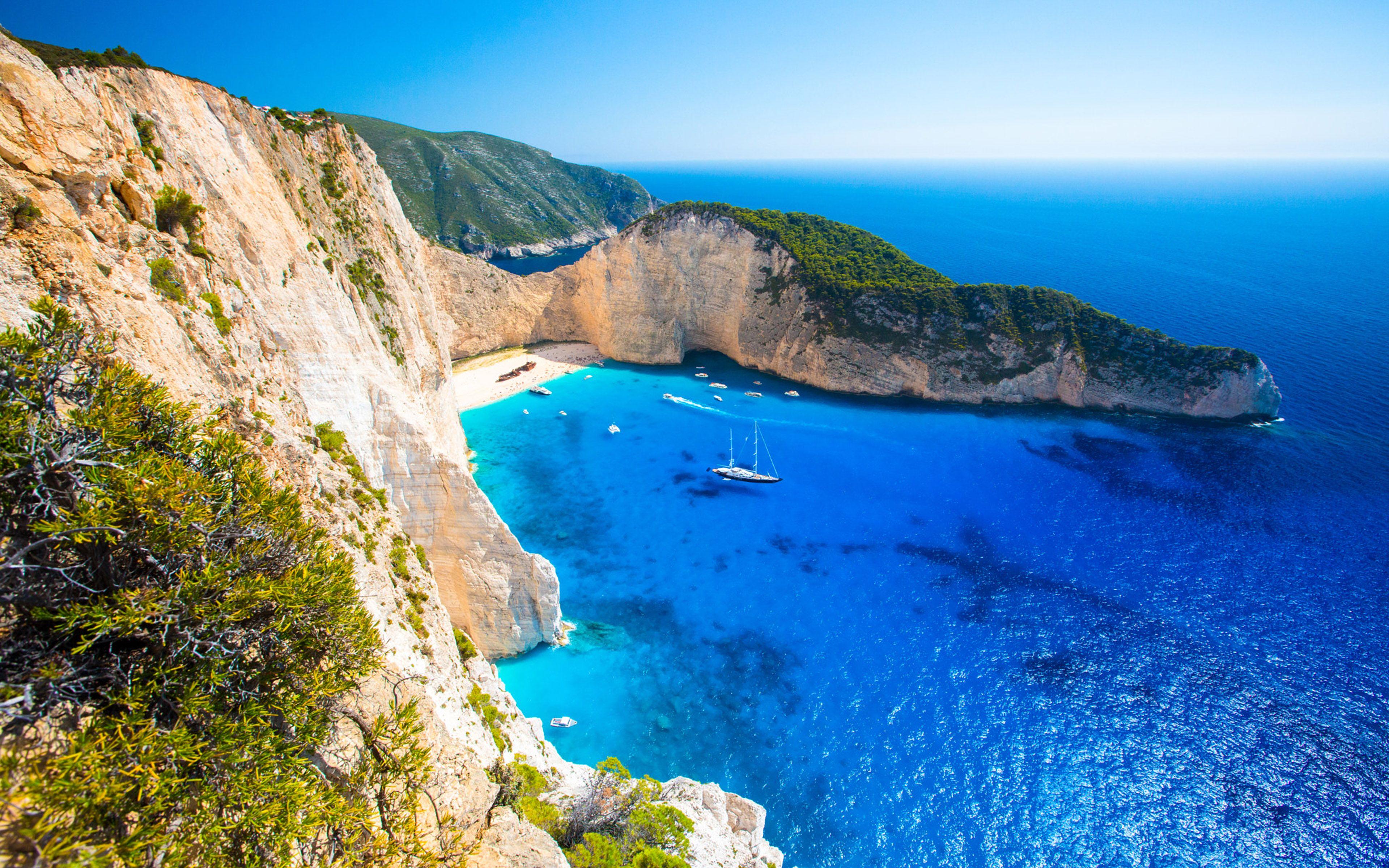 3840x2400 Navagio Beach Or Shipwreck Beach In Zante Greece 4k Ultra HD Tv