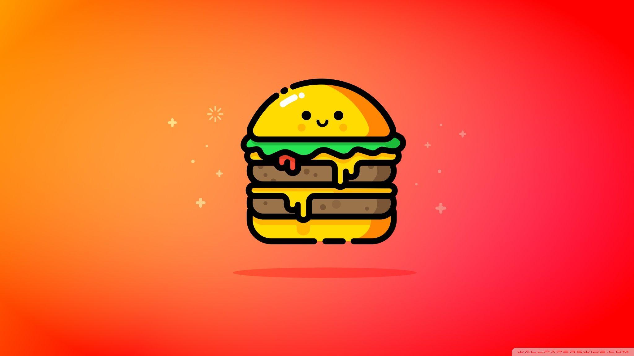 2048x1152 Cute Double Cheeseburger, Red Ultra HD Desktop Background