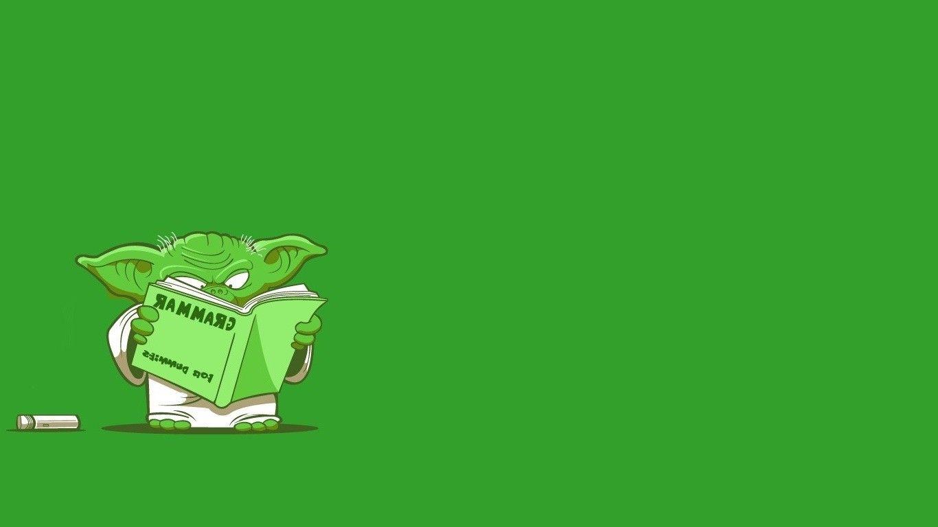 1366x768 Star Wars, Yoda, Simple Background, Humor Wars Wallpaper