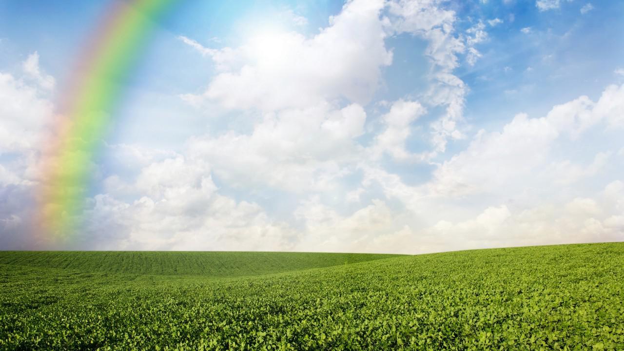 1280x720 Definition mob. Rainbow and clouds, wallpaper v.1.2 jpeg
