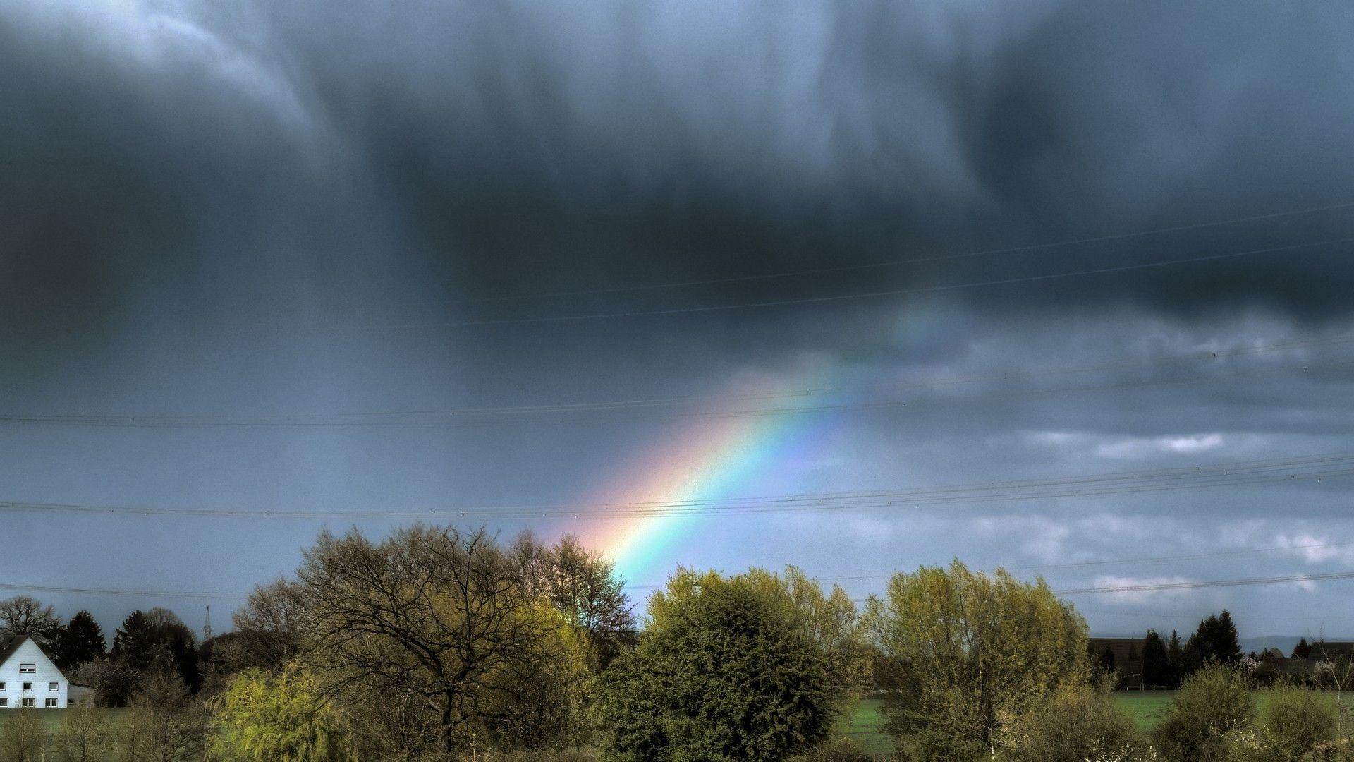 1920x1080 Rainbow Through Rain Clouds Wallpaper Clouds With A Rainbow