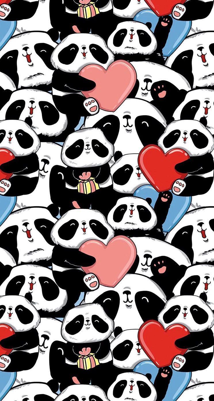 744x1392 Pink Haeart Wallpaper Panda