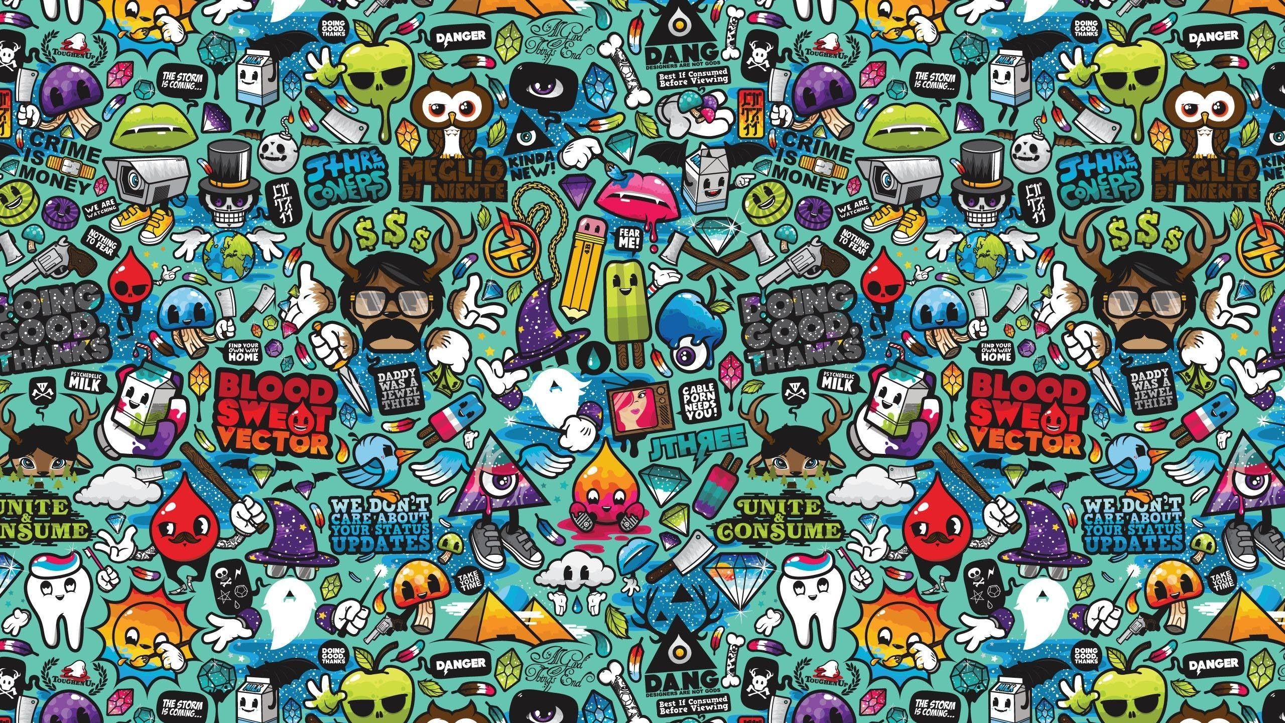 2560x1440 Funny Colorful Arte Image Full HD Download High Definiton