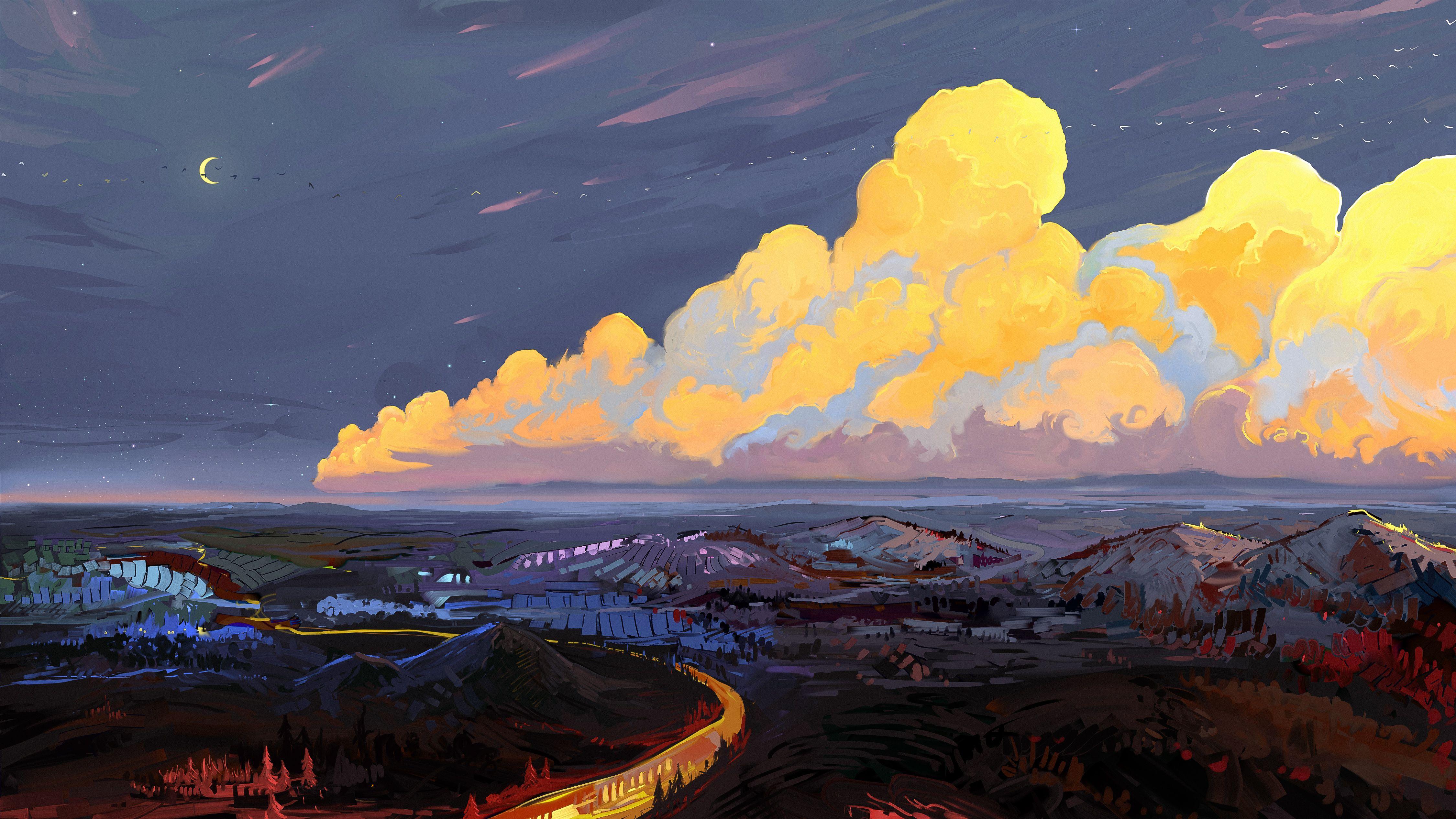 4500x2532 Orange Clouds 5k, HD Artist, 4k Wallpaper, Image, Background, Photo and Picture