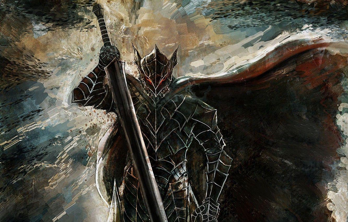 1332x850 Wallpaper sword, game, monster, armor, fox, anime, man, ken, blade, Berserk, manga, powerful, strong, Guts, bakemono, Berserk Armor image for desktop, section сэйнэн