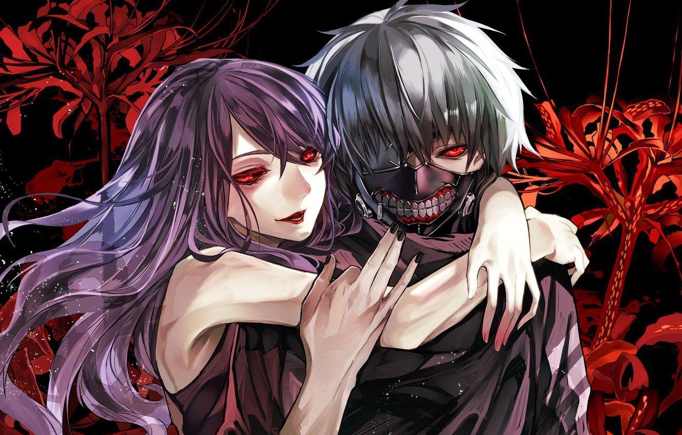1332x850 Wallpaper monster, anime, predator, human, mask, japanese, Tokyo Ghoul, cannibal, Rize Kamishiro, half ghoul, half human, Ken Kanek image for desktop, section сэйнэн
