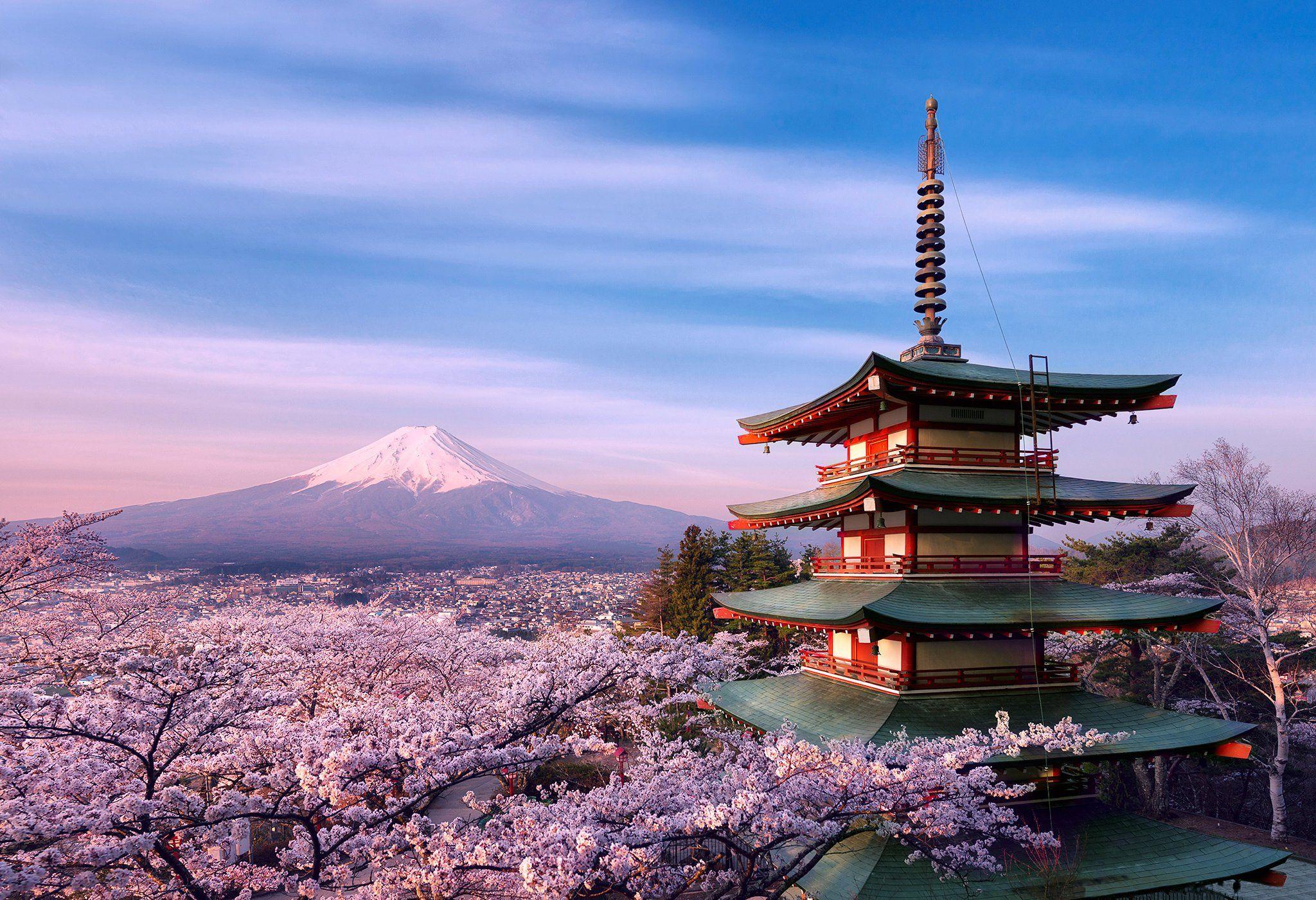 2048x1401 gora, Japan, Strato, Volcano, Blossom, Blossoms, Flower, Scenic
