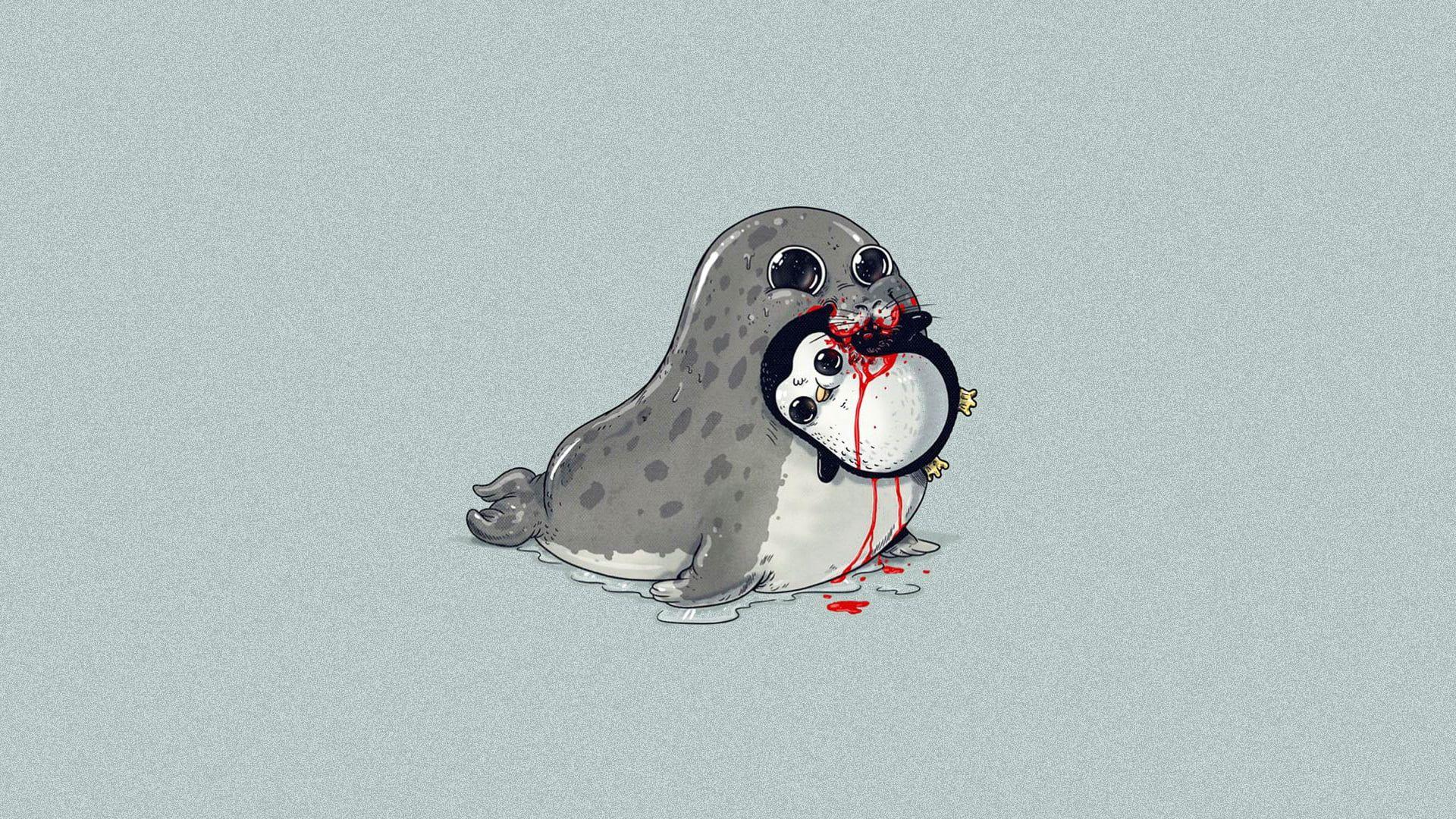 1920x1080 Minimalist Penguin Wallpaper