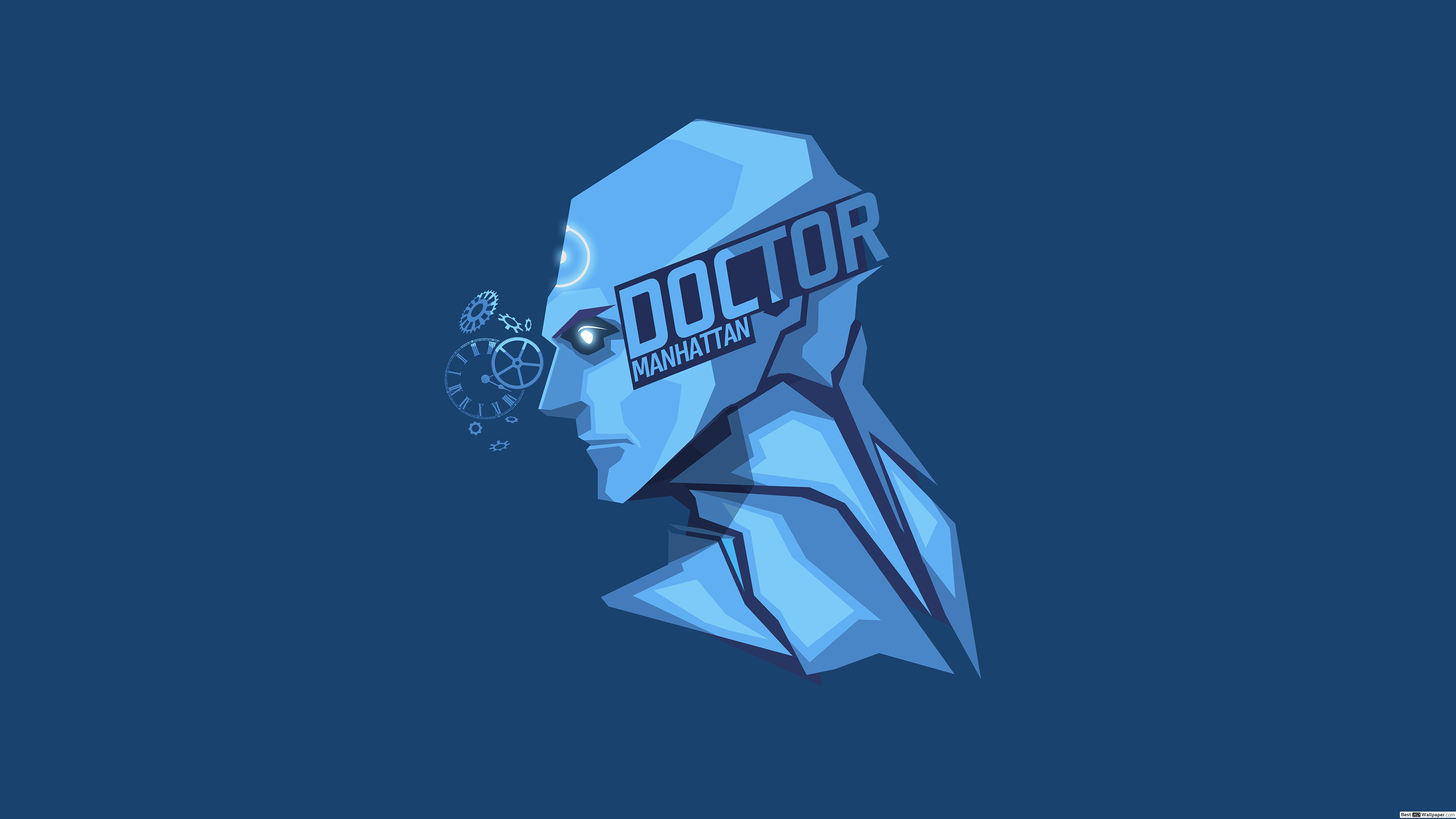 7680x4320 DC Comics Doctor Manhattan Minimalist Blue Wallpaper Background HD