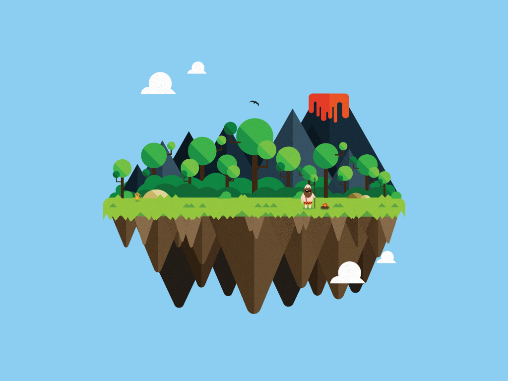 1024x768 Free wallpaper Vector island: Caveman