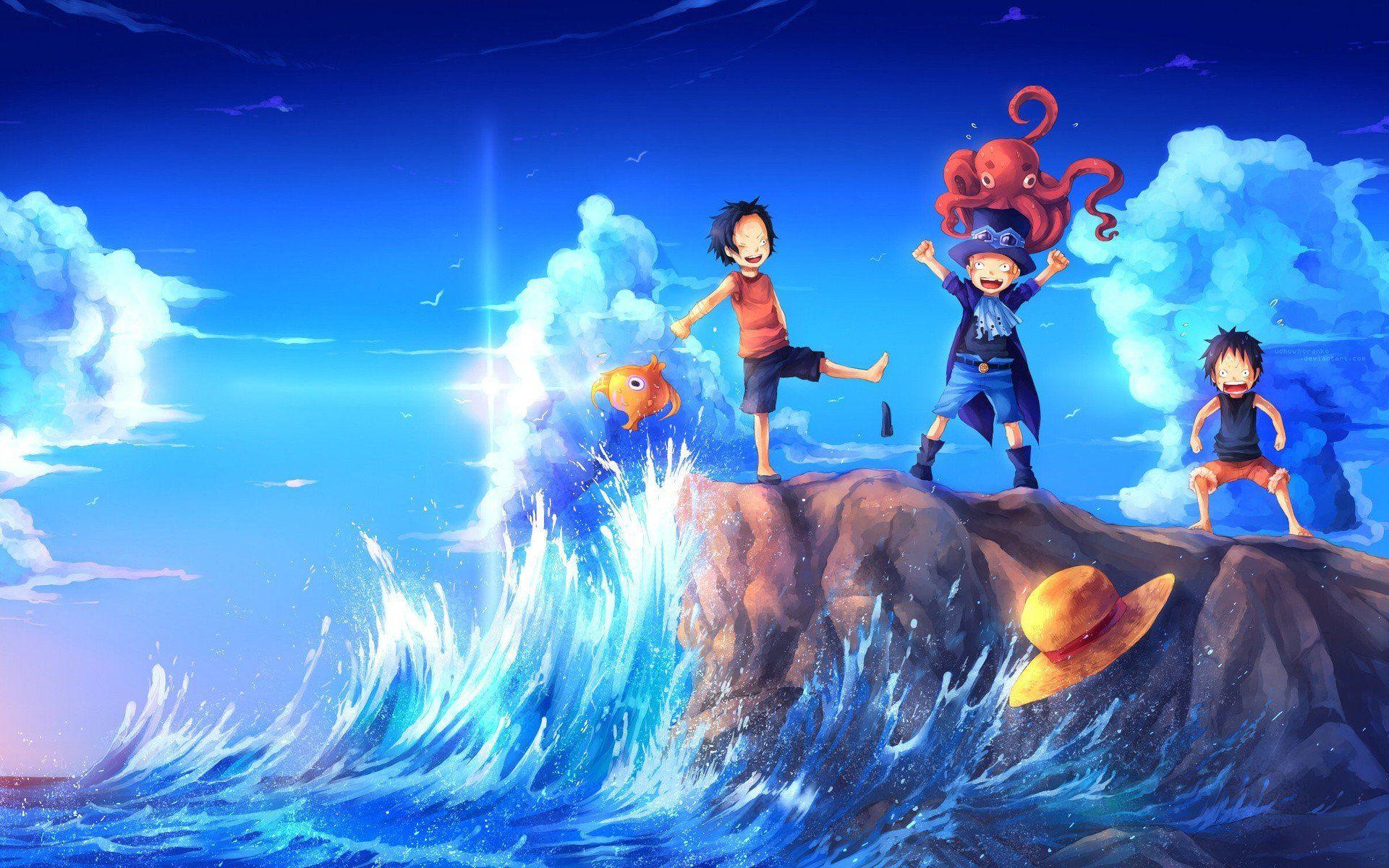 1920x1200 anime, One Piece, Monkey D. Luffy, Portgas D. Ace, Sabo Wallpaper